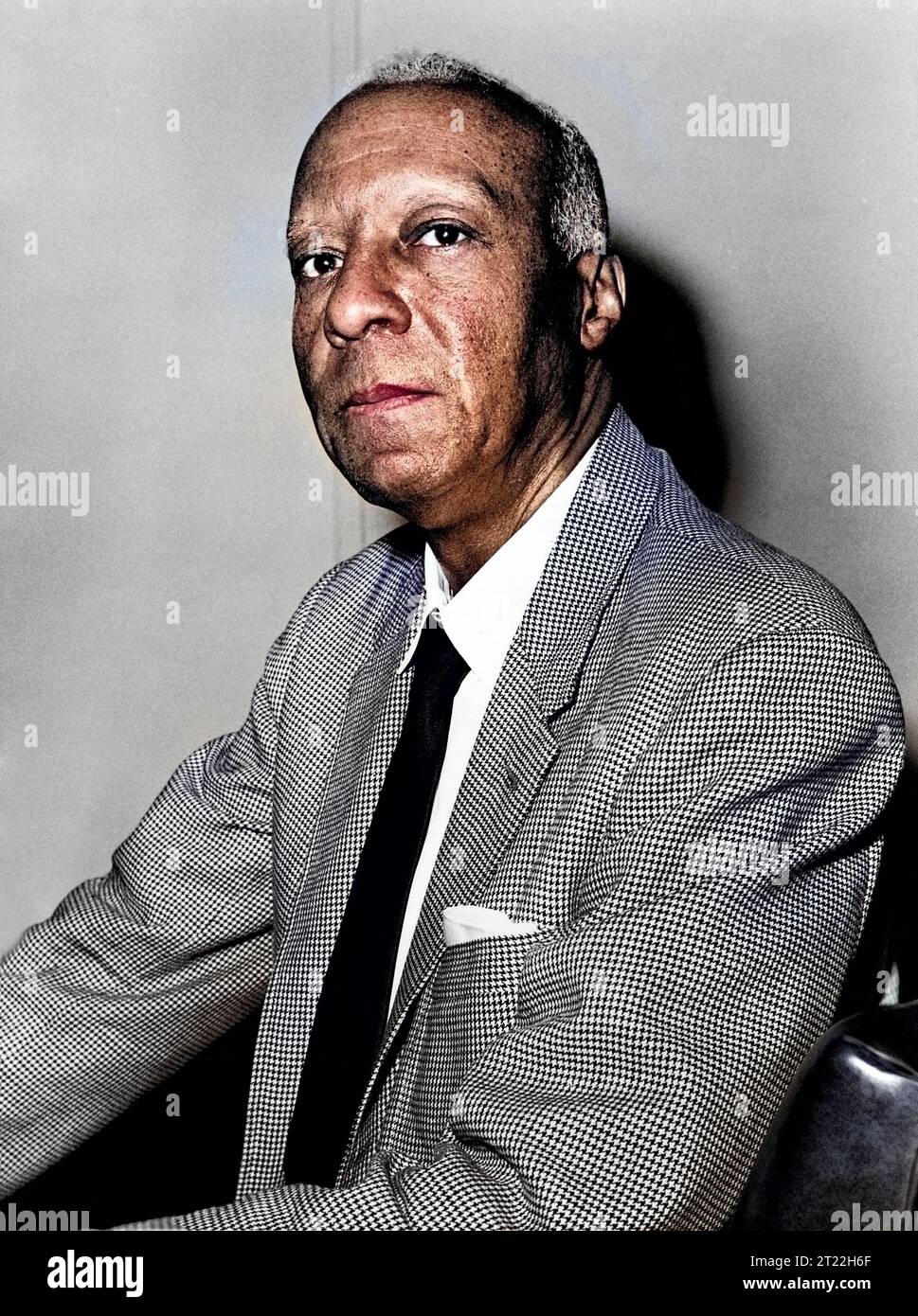 A. Philip Randolph (1889–1979), US-amerikanischer Gewerkschafter und Bürgerrechtler, halblanges Porträt, John Bottega, New York World-Telegram and the Sun Newspaper Photograph Collection, 1963 Stockfoto