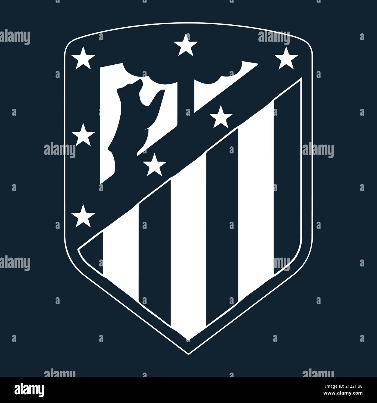 Atletico Madrid Weißes Logo spanischer professioneller Fußballverein, Vektor-Illustration abstraktes Blau bearbeitbares Hintergrundbild Stock Vektor