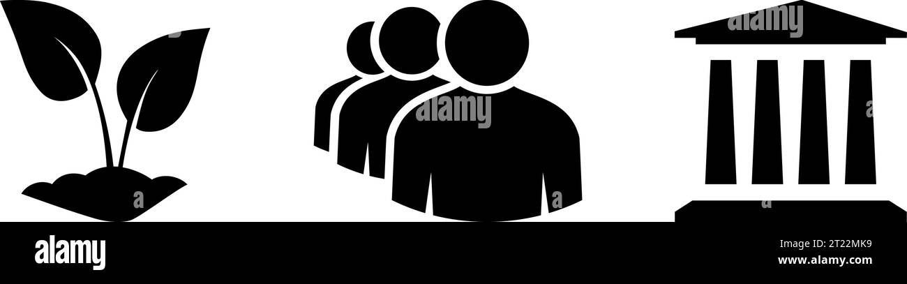 ESG-Symbole als Konzept von Nachhaltigkeit und unternehmerischer Verantwortung Stock Vektor