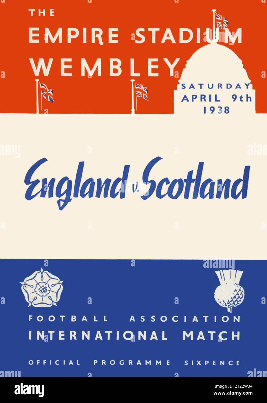 1938 England gegen Schottland bei Wembley, Fußballprogramm. England 0 Schottland 1, 9. April 1938 Wembley Stadium Stockfoto