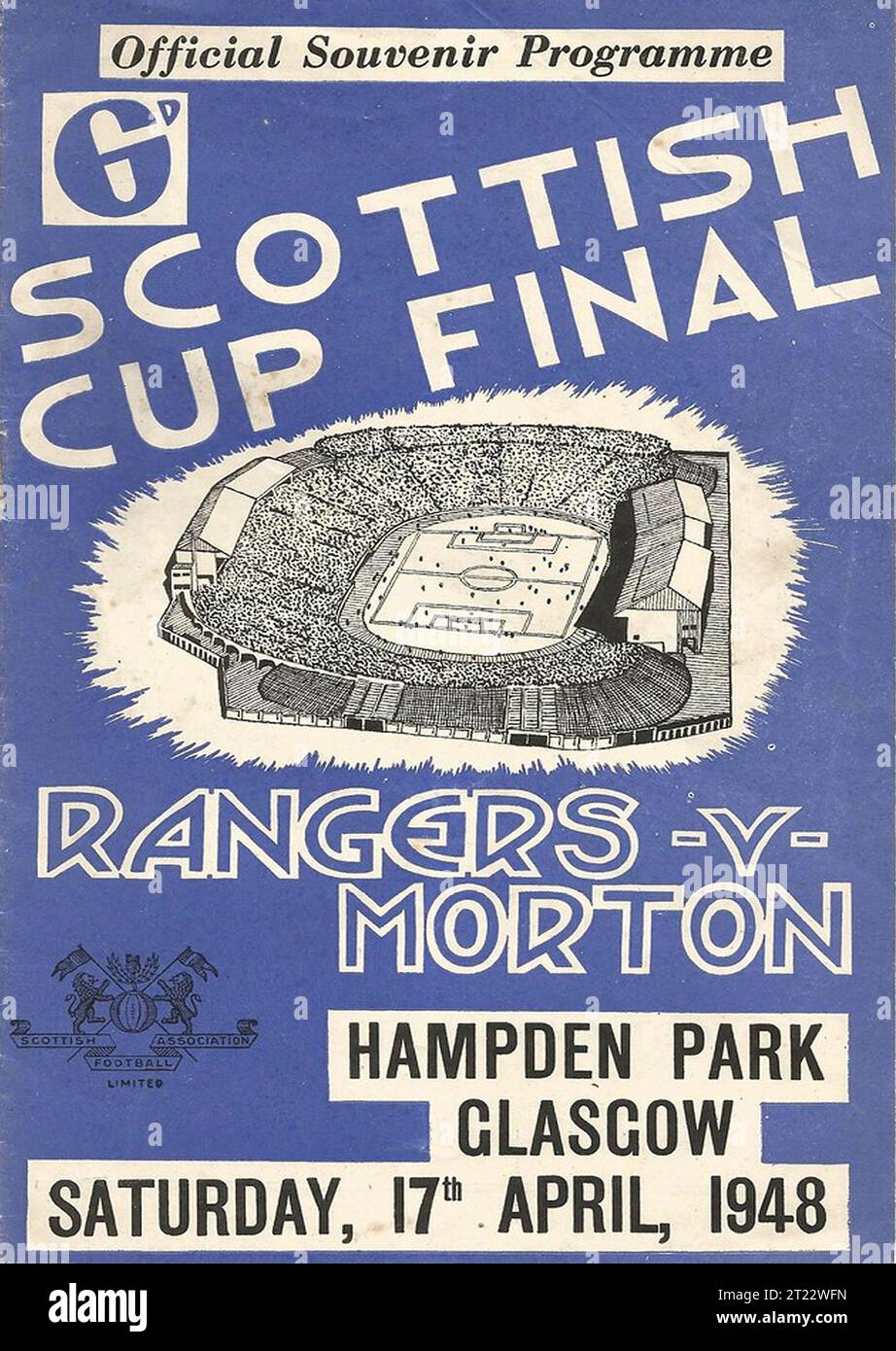 1948 Finalprogramm des Scottish Cup, Rangers vs Morton im Hampden Park Stockfoto