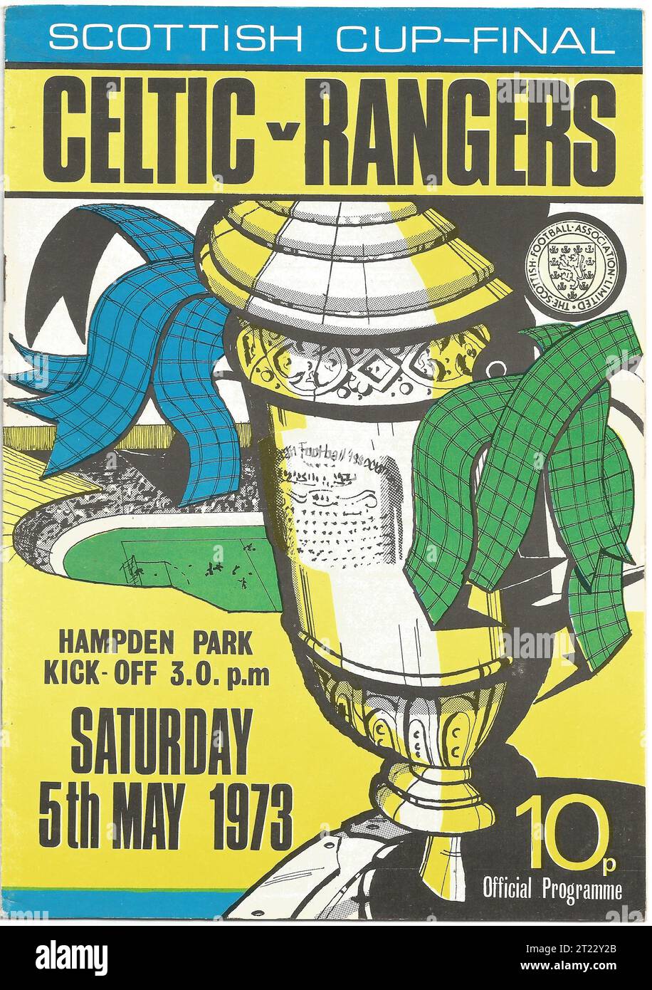 1973 Finalprogramm des Scottish Cup, Celtic vs Rangers im Hampden Park Stockfoto