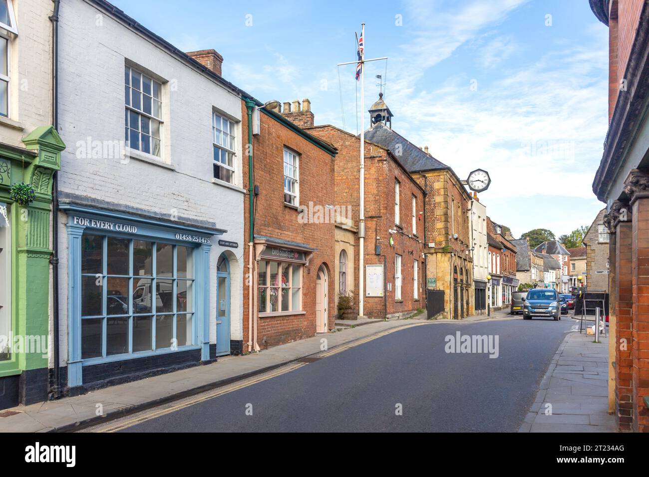 Historische Gebäude, Bow Street, Langport, Somerset, England, Vereinigtes Königreich Stockfoto