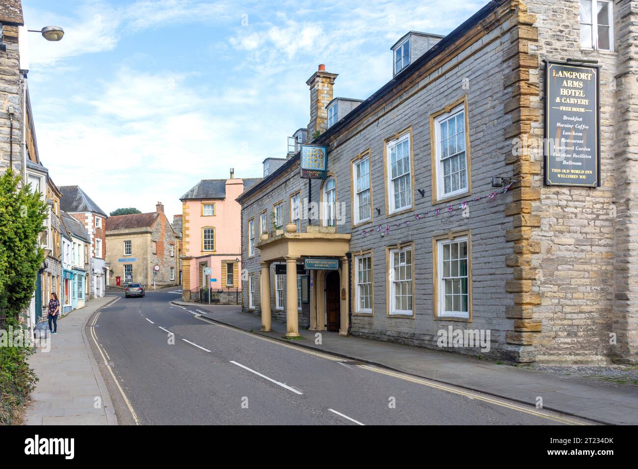 Langport Arms Hotel, Bow Street, Langport, Somerset, England, Vereinigtes Königreich Stockfoto