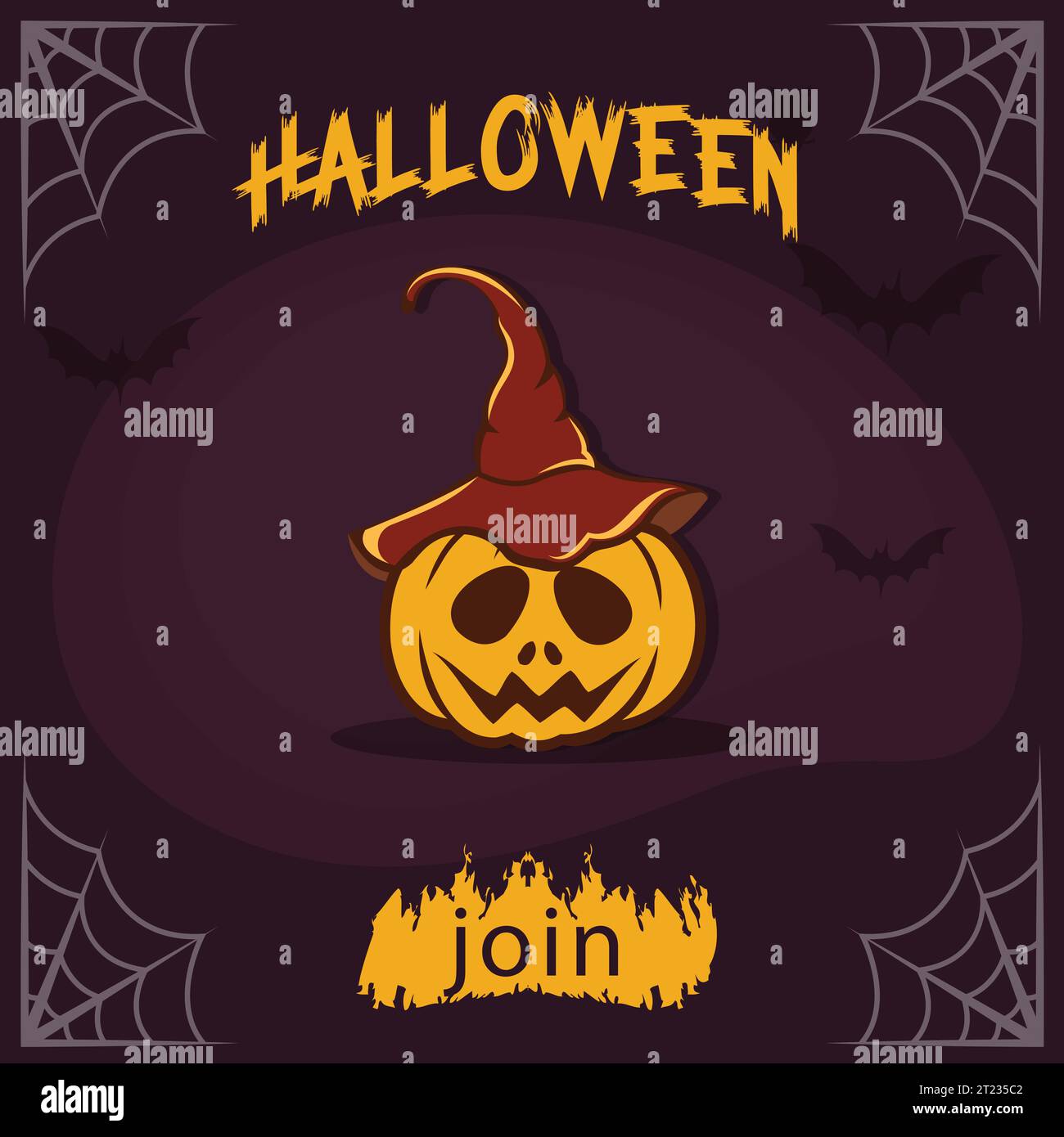 Feiern Sie Halloween Party Post Vektor Illustration. Halloween Horror Kürbisse auf dunklem Hintergrund für Grußkarte, Banner, Poster, Blog, artikel Stock Vektor