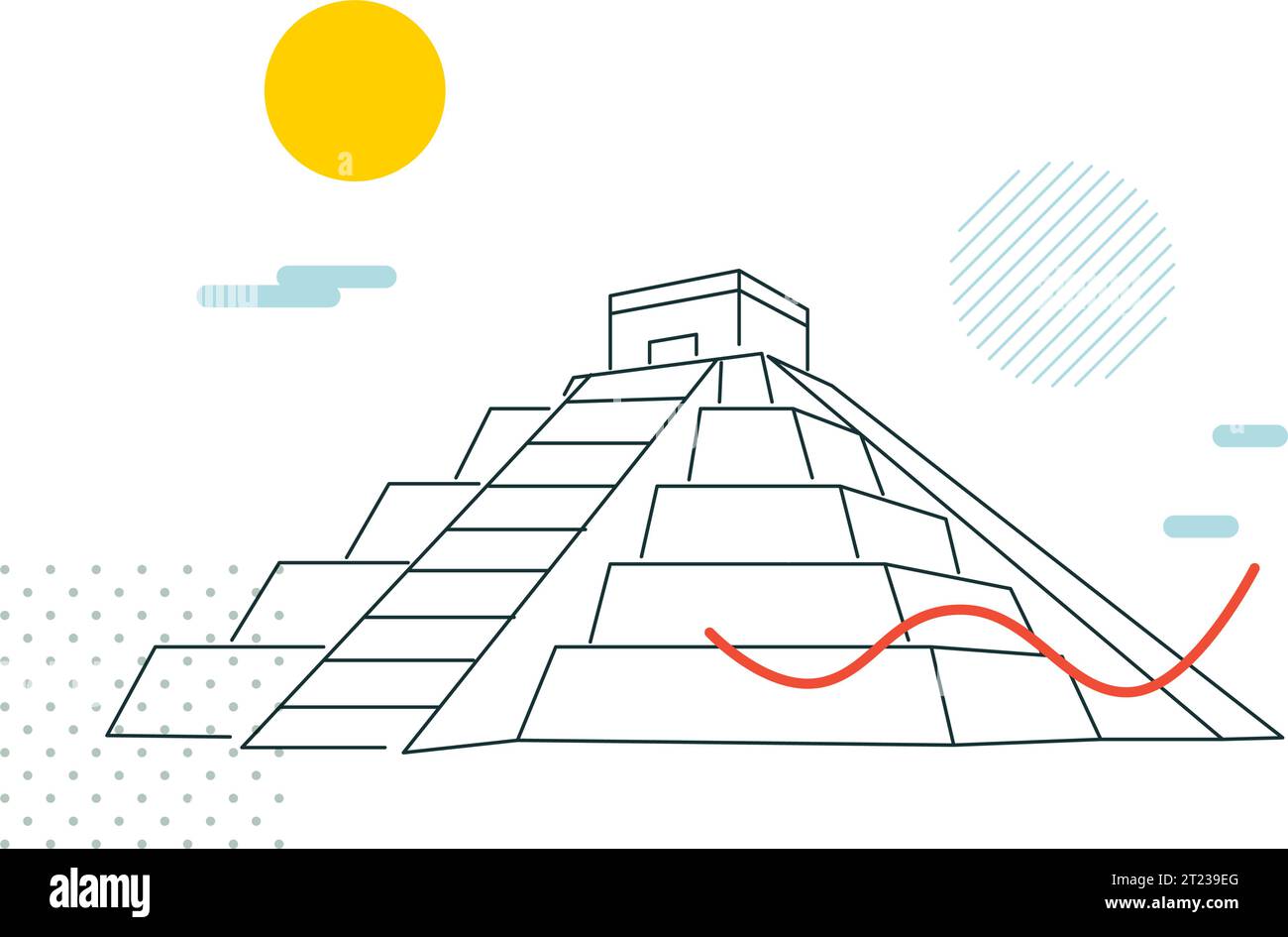 El Castillo - Chichen Itza - Ein präkolumbischer Maya-Tempel - Stock Illustration als EPS 10 Datei Stock Vektor