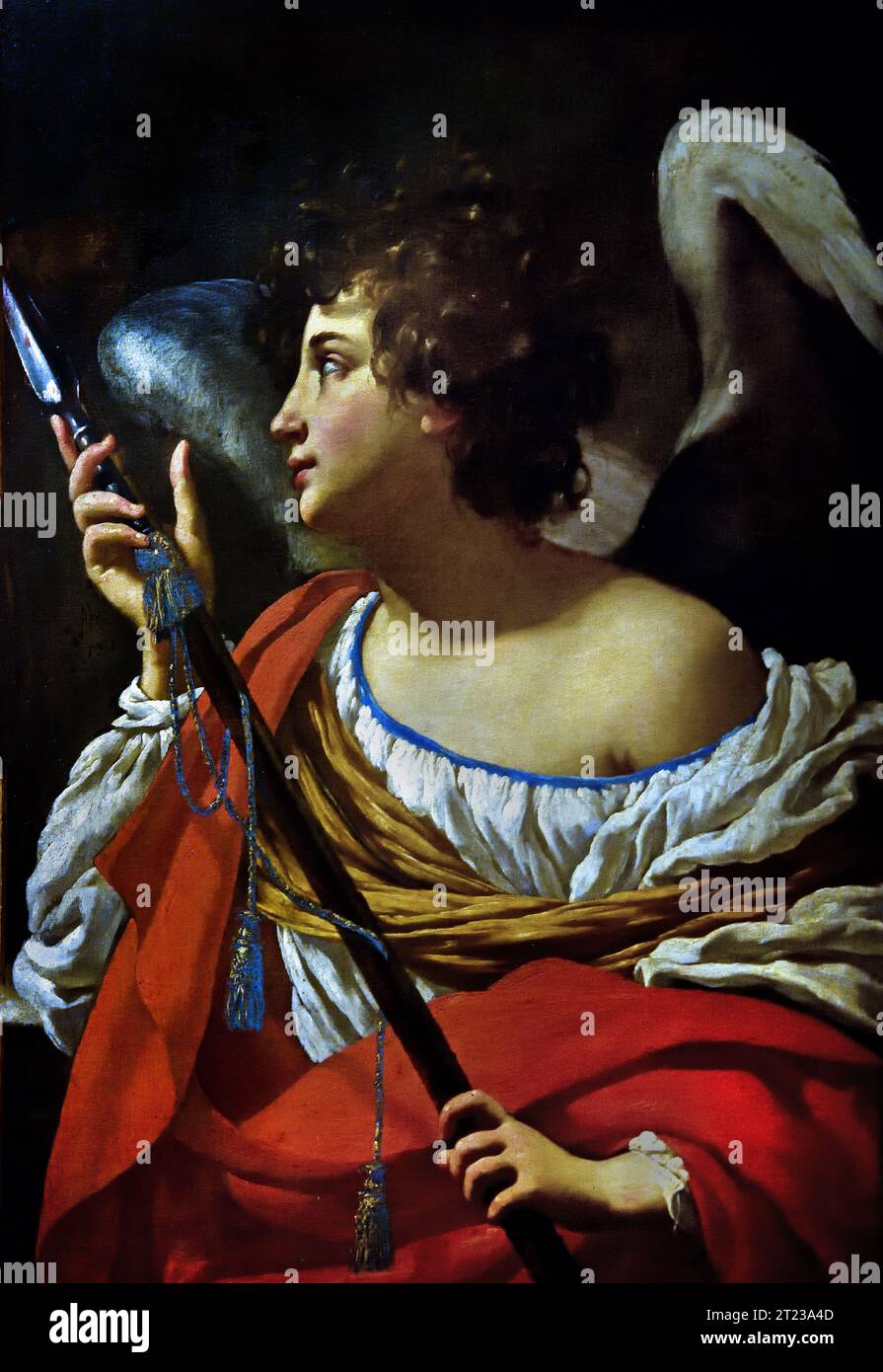 Engel mit Speer, 1627, Simon, Vouet, Museum, Italien, ( Simon Vouet, 1590 - 1649 Frankreich, Maler.) Von Ludwig XIII. Zum Premierminister Peintre du ROI in Frankreich berufen Stockfoto