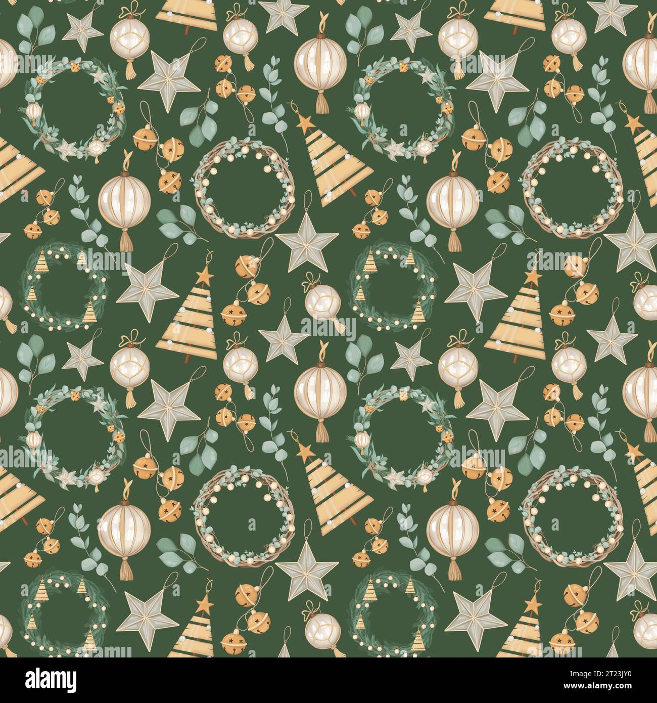 Nahtloses Muster mit Weihnachtsdekoration Stockfoto