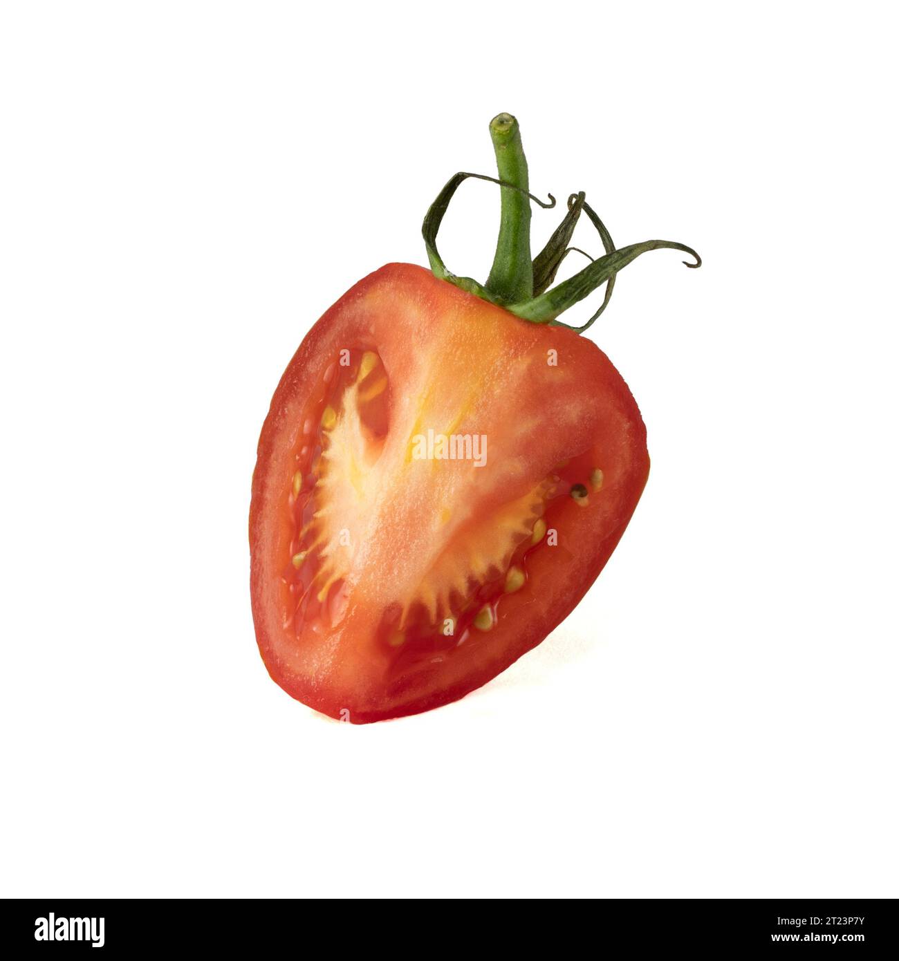 Tomate isoliert auf weißem Hintergrund. Mit Beschneidungspfad. Volle Schärfentiefe. Stockfoto