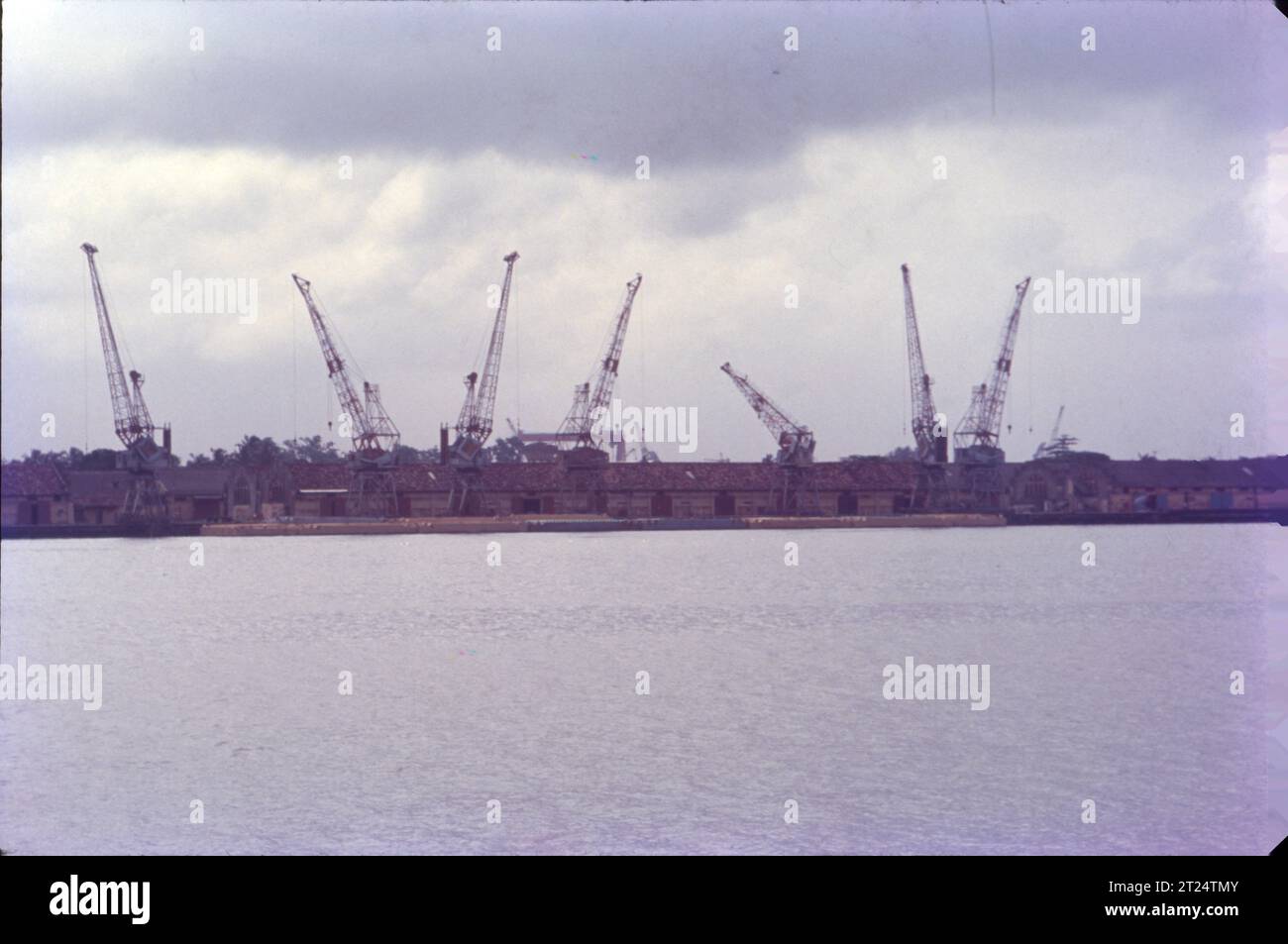 Der Hafen liegt auf zwei Inseln in der Insel Vembanadu Lake Willingdon und Vallarpadam, in Richtung der Mündung des Fort Kochi, die sich in die Laccadive-See öffnet. Die Mission der Cochin Port Authority ist es, zuverlässige, kosteneffiziente Hafendienste durch moderne und effiziente Infrastruktur in Kerala, Indien, bereitzustellen. Stockfoto