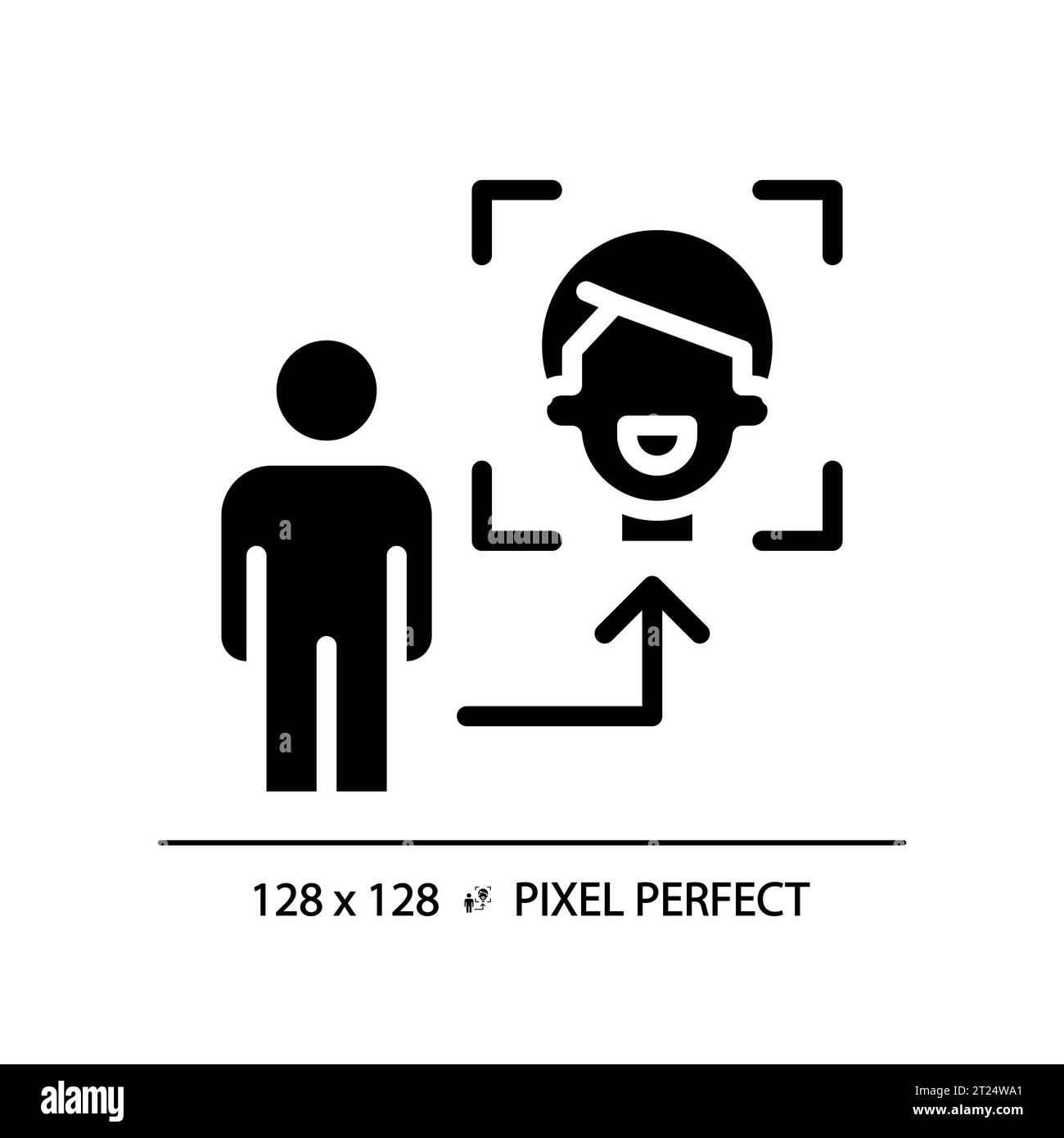 Symbol für die Gesichtserkennung in 2D-Silhouette mit Glyphe Stock Vektor