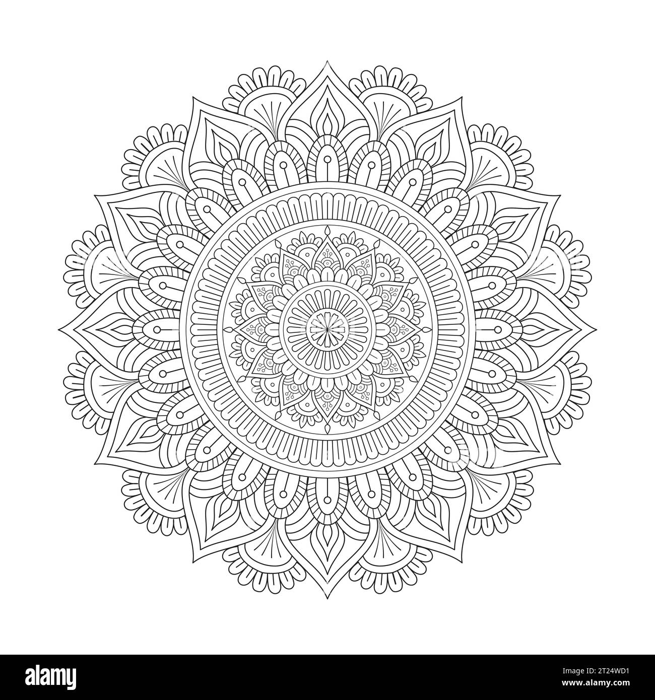 Isoliertes Mandala Design der Malbuchseite für Kinder. Easy Mandala Malbuch Seiten für Erwachsene, Fähigkeit zum Entspannen, Gehirnerlebnisse geben Stock Vektor