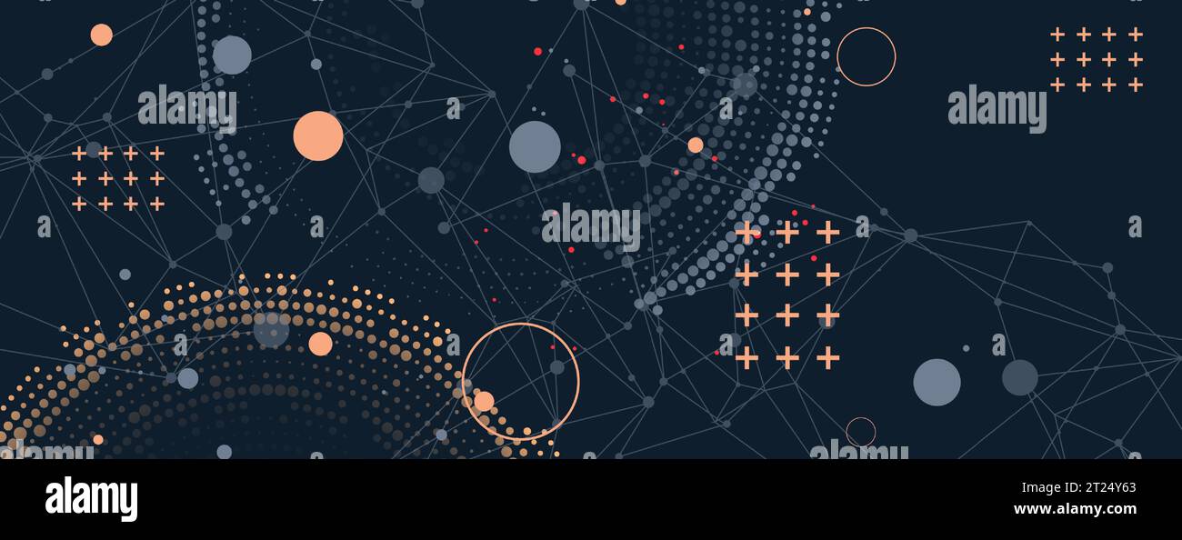 Halbtonwissenschaftliches Hintergrund mit verbindenden Punkten und Linien. Digitale Datenvisualisierung. Vektor Stock Vektor