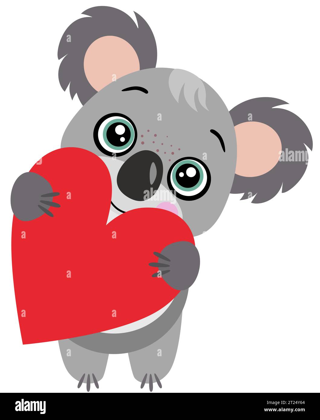 Süßer, glücklicher Koala, der ein Herz hält Stockfoto