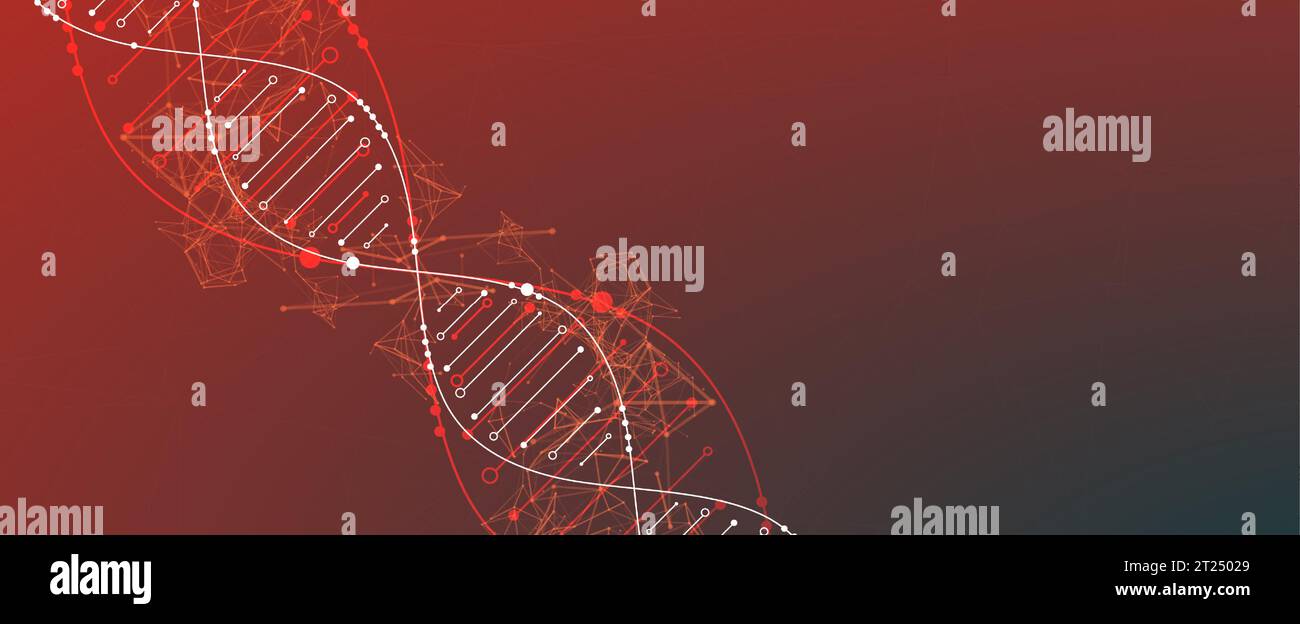 Wissenschaftliche Vorlage, Hintergrundbild oder Banner mit DNA-Molekülen. Vektorabbildung. Stock Vektor