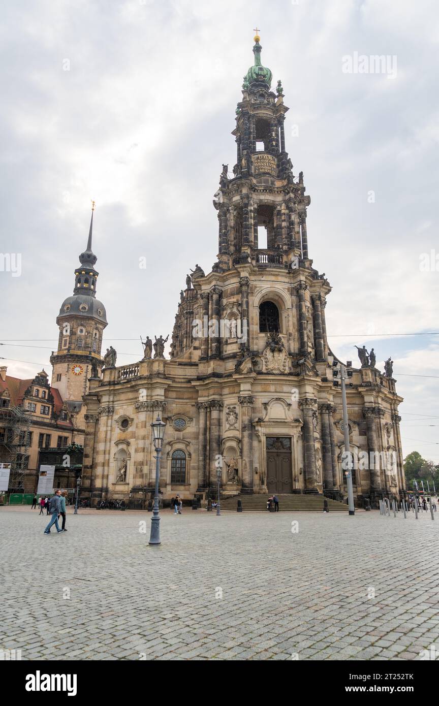 Der Dresdner Dom, der Dom der Heiligen Dreifaltigkeit, Dresden Stockfoto