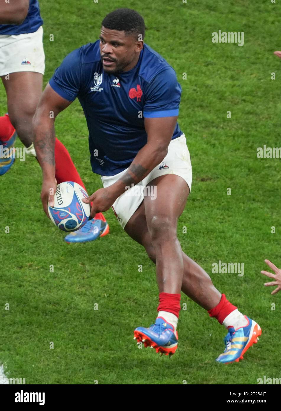 Jonathan Danty aus Frankreich während der Weltmeisterschaft 2023, dem Viertelfinalspiel der Rugby union zwischen Frankreich und Südafrika am 15. Oktober 2023 im Stade de France in Saint-Denis bei Paris, Frankreich - Foto Laurent Lairys / DPPI Stockfoto