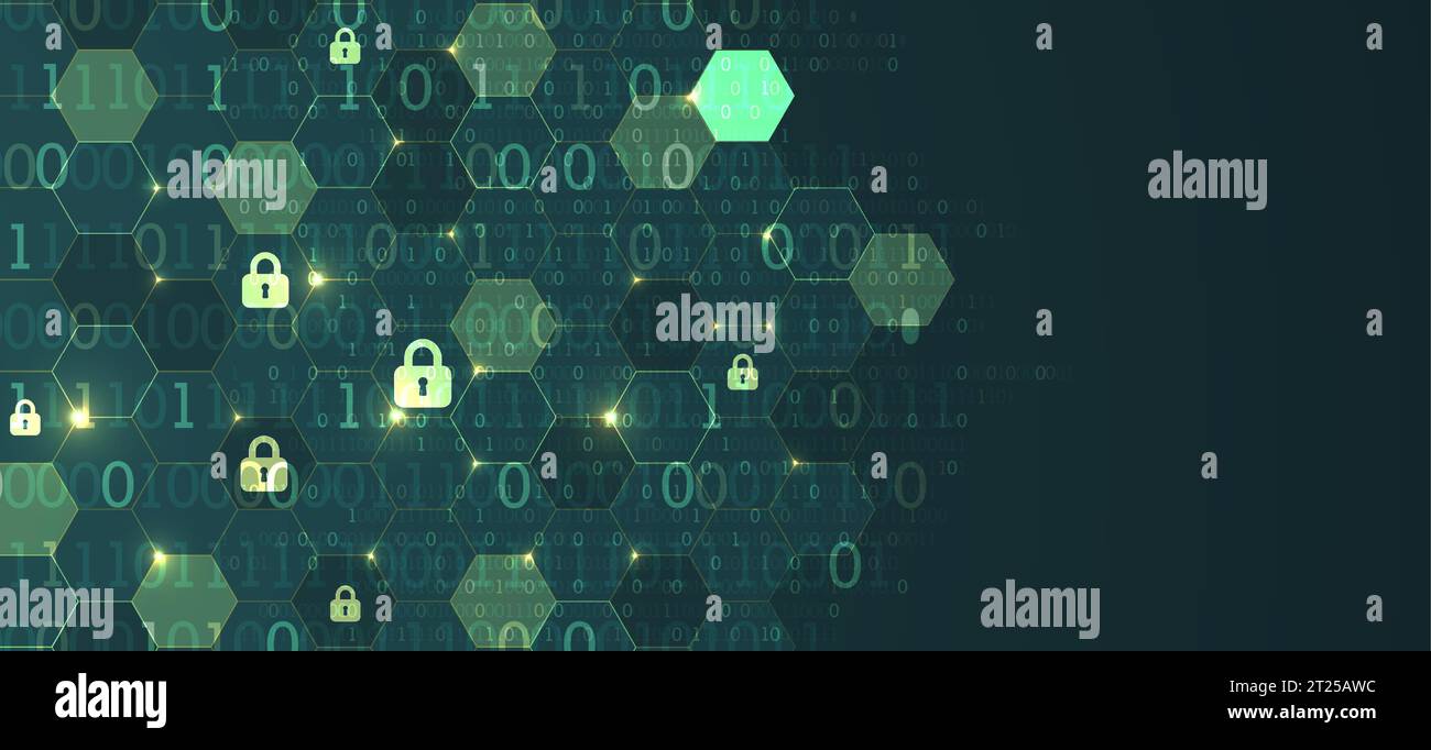 Sicherer digitaler Raum. Virtuell vertraulich, Programmierschutz. Vektor Stock Vektor