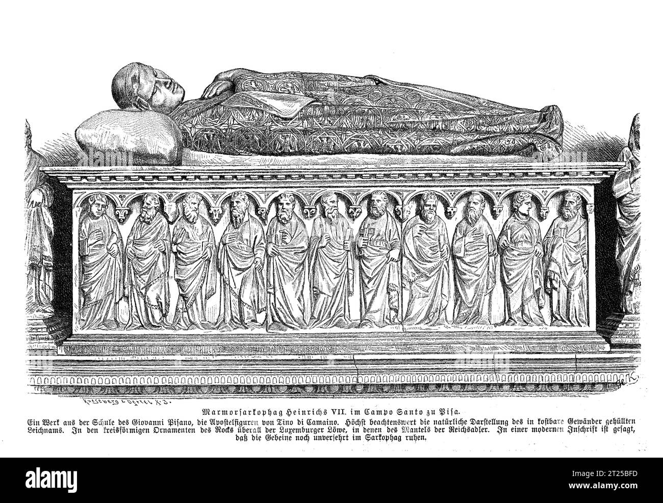 Grabsarkophag von Heinrich VII. Kaiser des Heiligen Römischen Kaisers in Campo Santo Pisa, Italien, 14. Jahrhundert Stockfoto