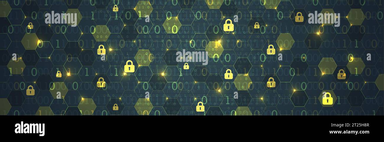 Sicherer digitaler Raum. Virtuell vertraulich, Programmierschutz. Vektor Stock Vektor