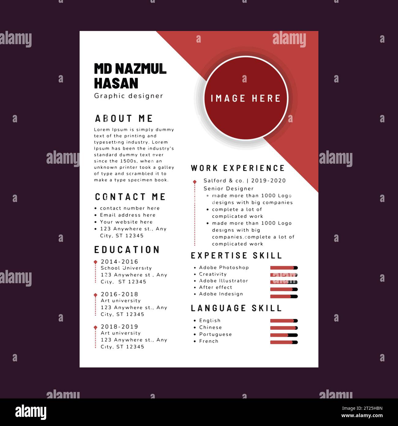 Professional Resume Design Vektorvorlage Stock Vektor