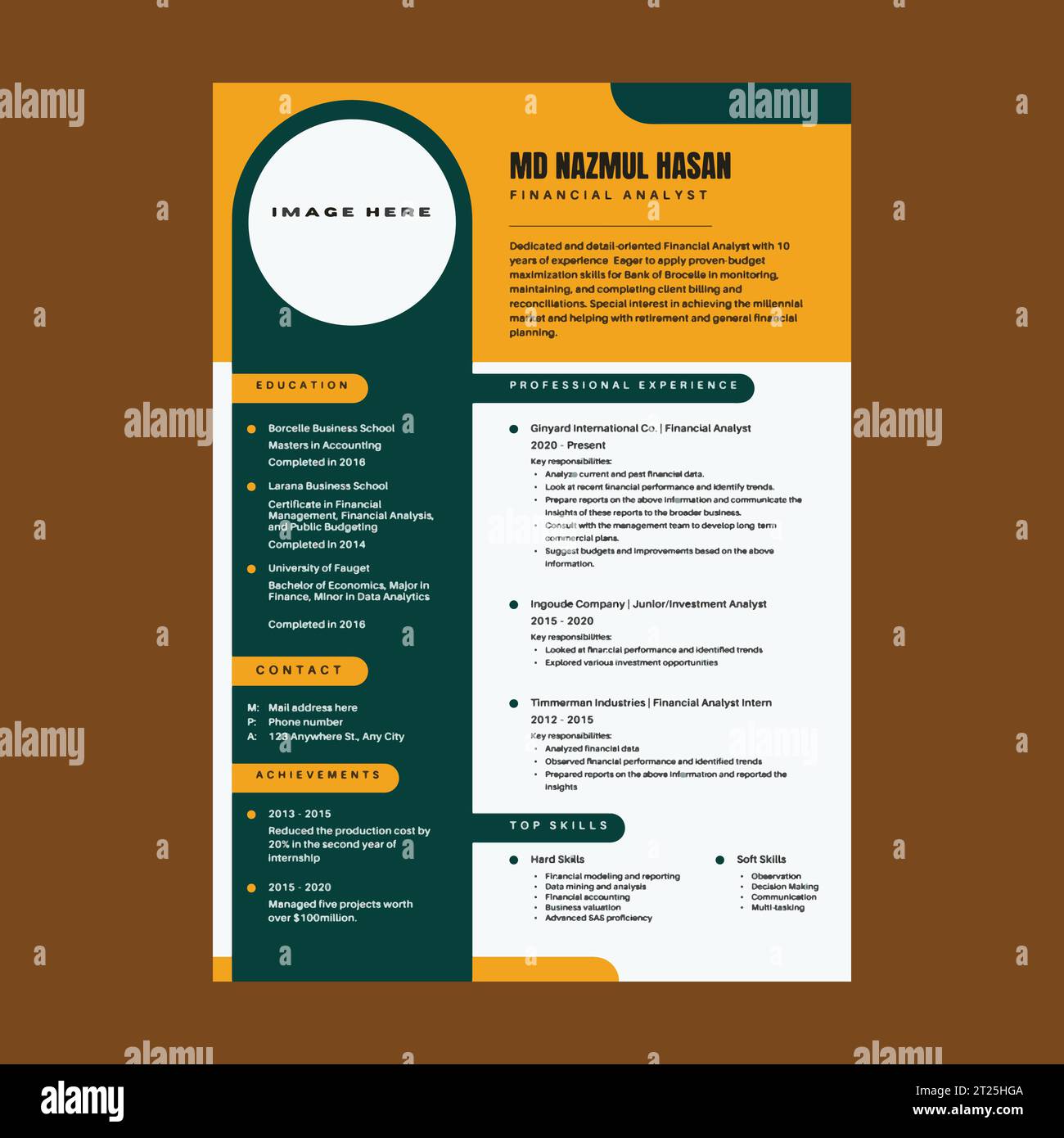 Professional Resume Design Vektorvorlage Stock Vektor