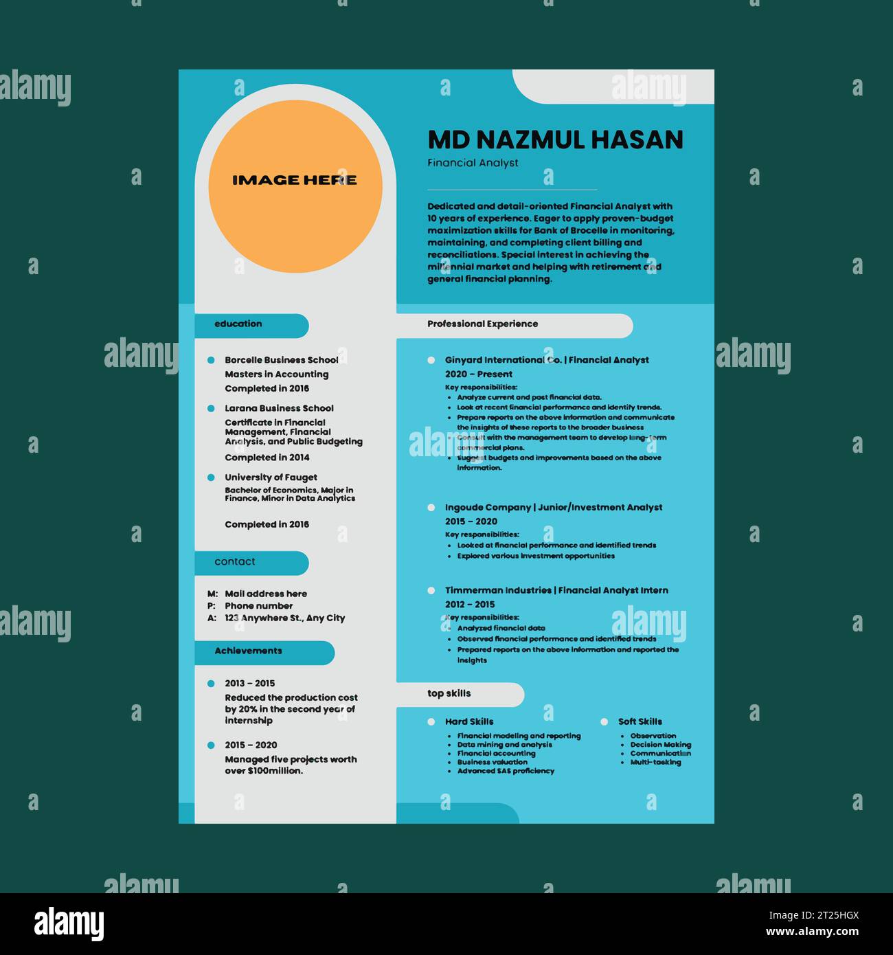 Professional Resume Design Vektorvorlage Stock Vektor