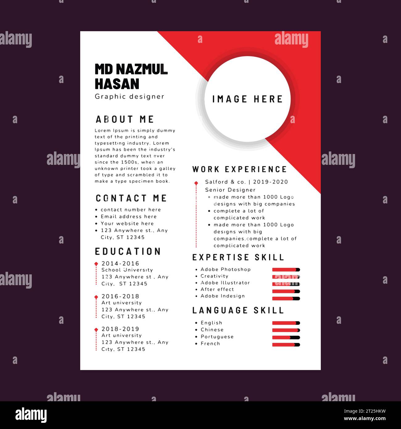 Professional Resume Design Vektorvorlage Stock Vektor