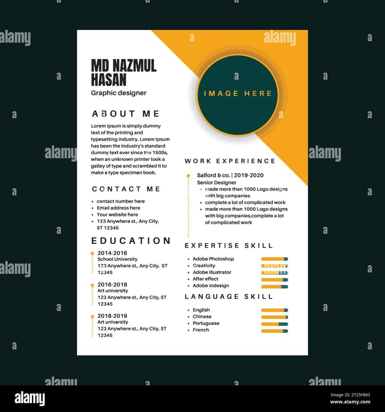 Professional Resume Design Vektorvorlage Stock Vektor
