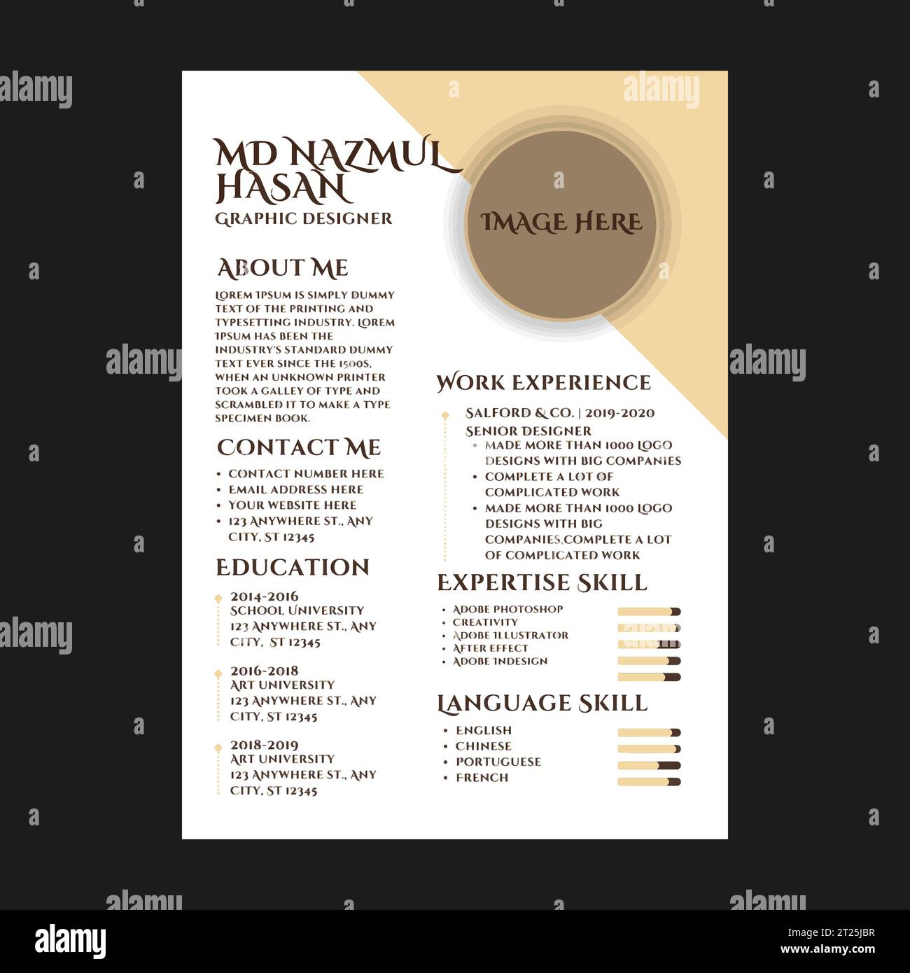 Professional Resume Design Vektorvorlage Stock Vektor