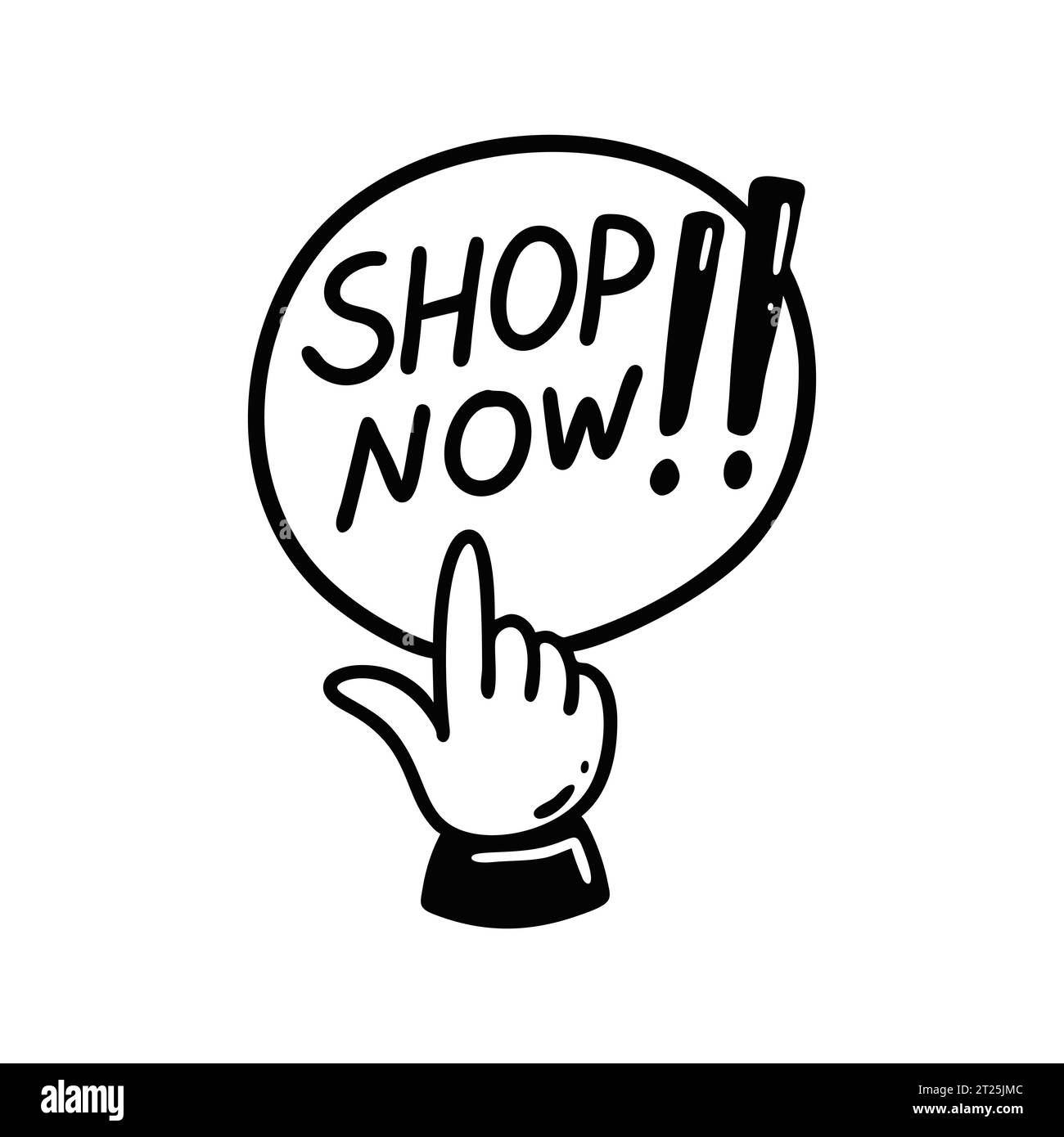 Jetzt kaufen Kritzelknopf mit Mausklick. Skizzieren Sie eine Zeichnung einer Website und einer Handyschnittstelle. Online-Shop Freihand-Symbol-Vektor-Illustration. Inte Stock Vektor