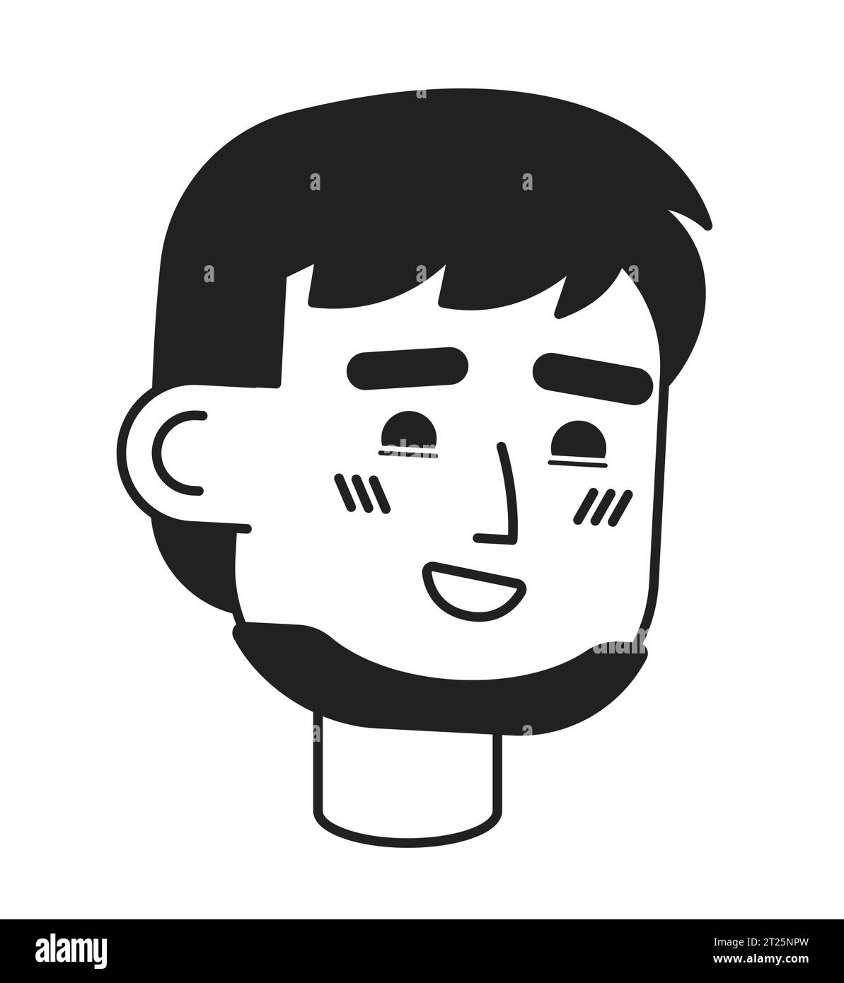 Unrasierte weiße 2D Vektor-Avatar-Illustration des kaukasischen Guy Stock Vektor