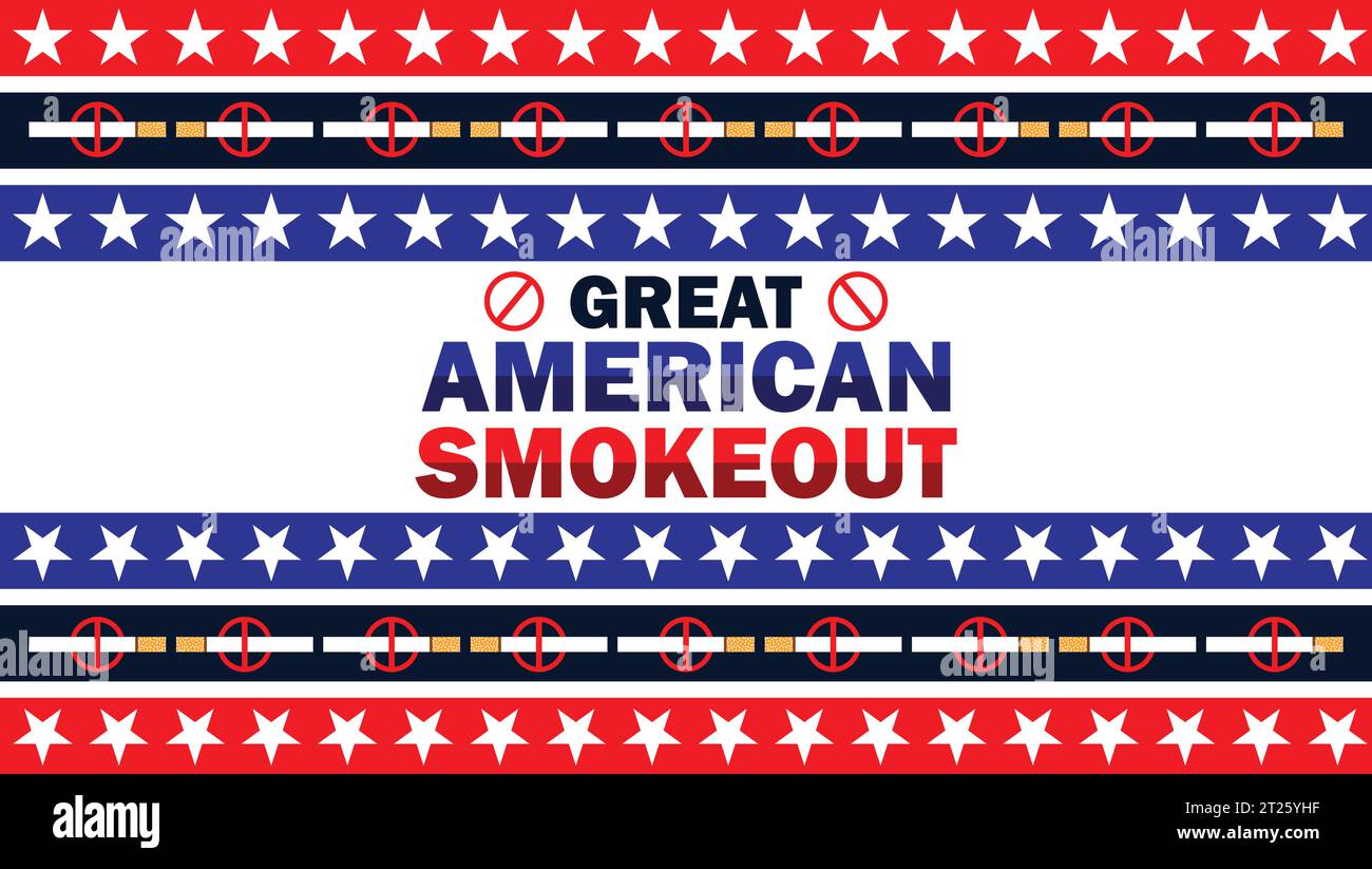 Große amerikanische Smokeout-Vektor-Illustration. Urlaubskonzept. Vorlage für Hintergrund, Banner, Karte, Poster mit Textbeschriftung. Stock Vektor