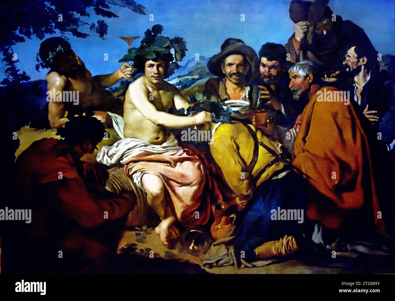 Triumph von Bacchus, den Trinkern, nach Diego Velazquez (Tempera auf Papier auf Leinwand Velazquez, Diego Rodriguez de Silva y (1599-1660) (nachher) / Spanisch Stockfoto