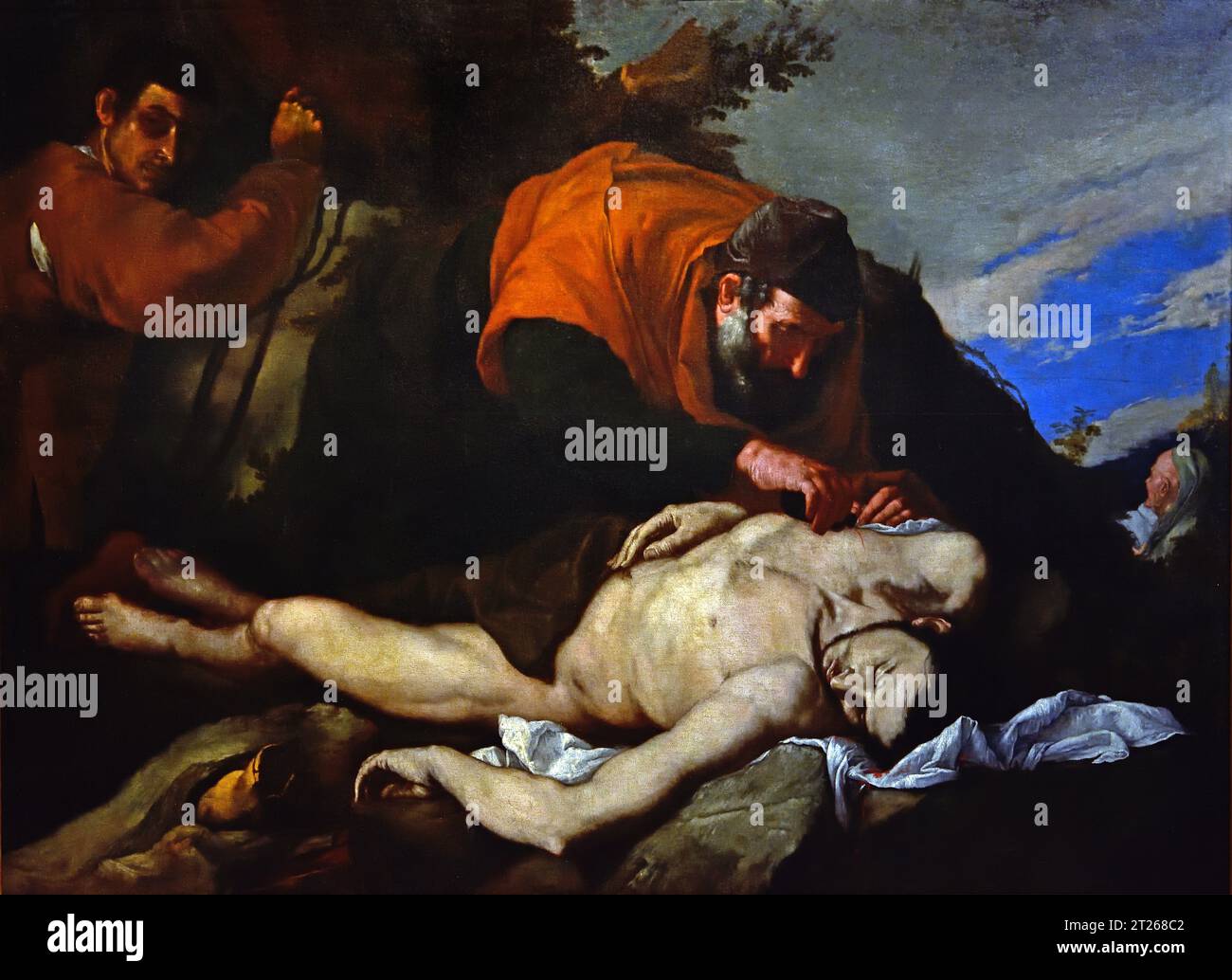 Der barmherzige Samaritan 1655-1705 von Luca Giordano 1634–1705, italienischer spätbarocker Maler, arbeitete erfolgreich in Neapel und Rom, Florenz und Venedig, Stockfoto