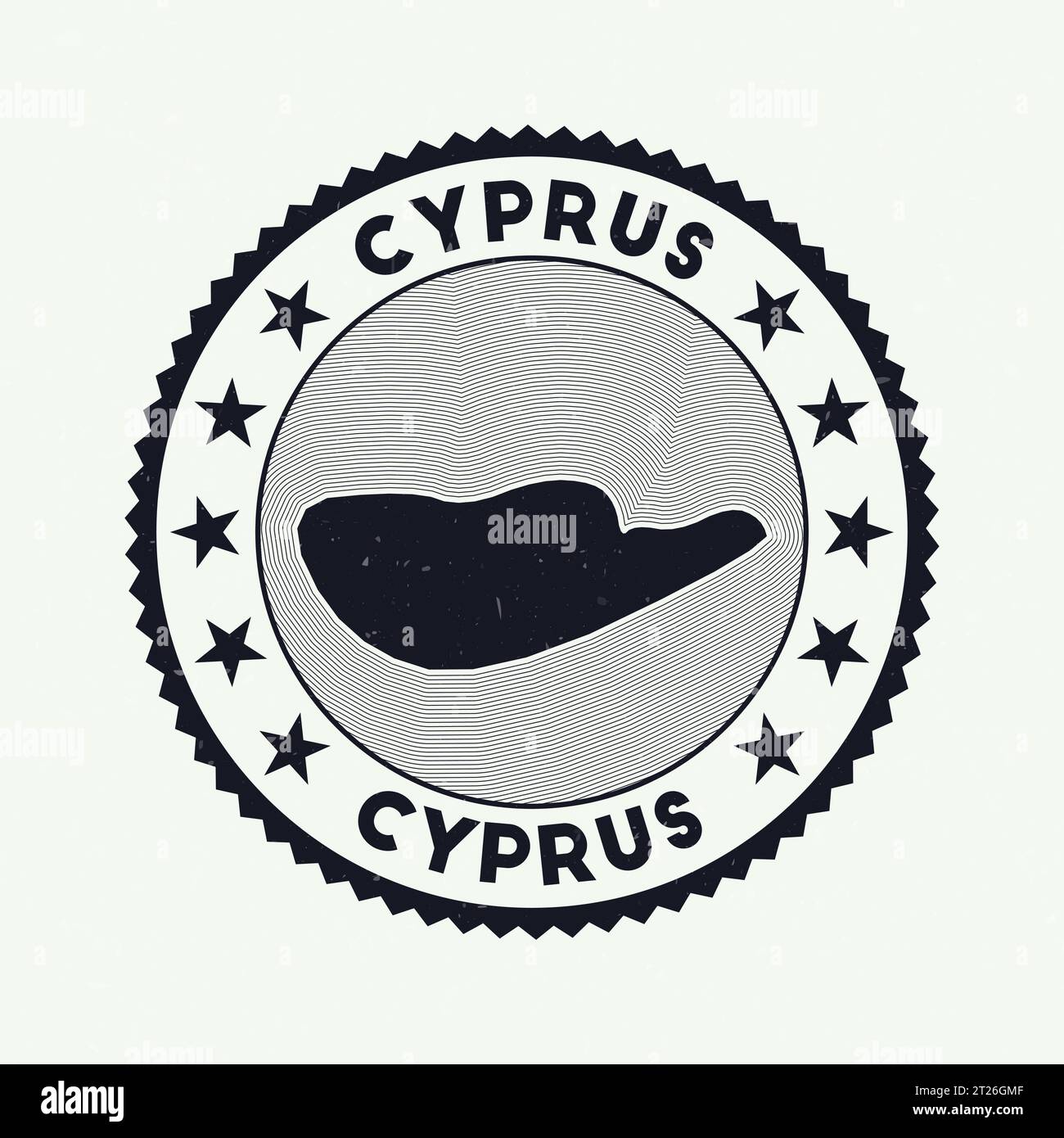 Zyprisches Emblem. Country Round Stempel mit zyprischer Form, Isolinien und rundem Text. Fantastisches Abzeichen. Authentische Vektorillustration. Stock Vektor