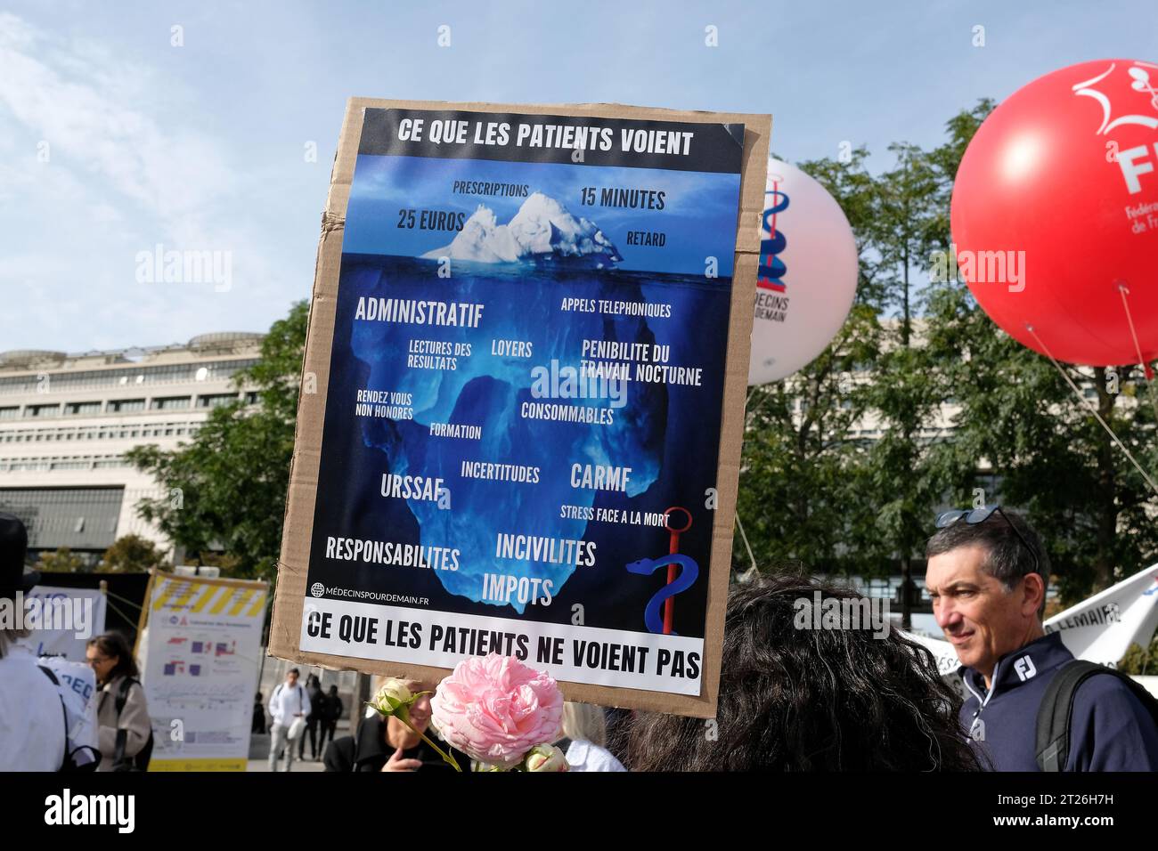 Faible mobilisation des médecins, organisée par la FMF et médecins pour demain. CES généralistes demandaient une revalorisation des Consultings Stockfoto