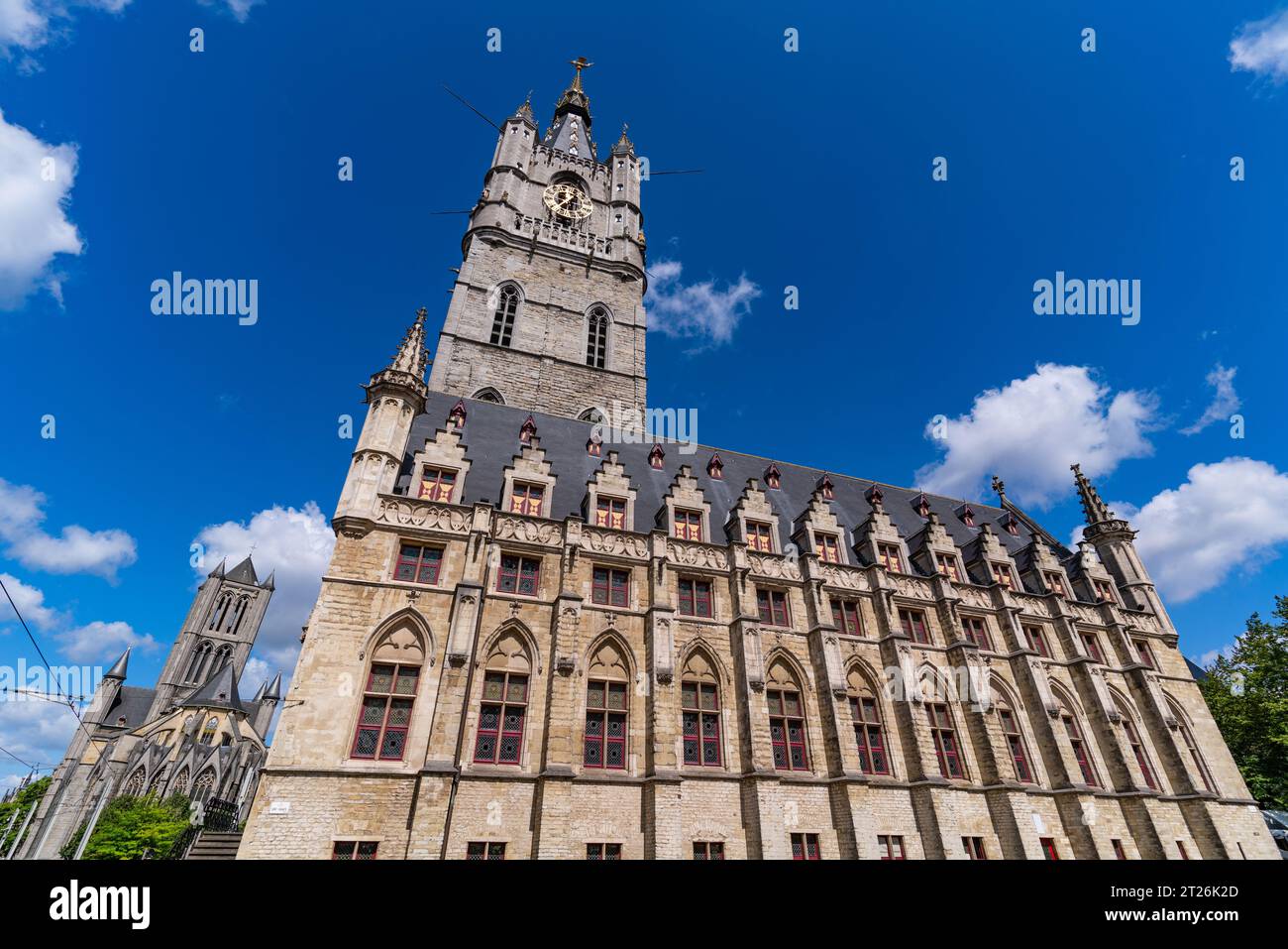 Mittelalterlich, historisch, Turm, Glockenturm, belgien, gent, gent, europa, europa, Attraktion, Sightseeing, Ansicht, Reisen, Reise, Urlaub, Ziel, Tour, Stockfoto