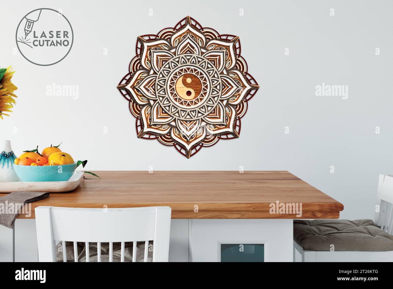 Wenn Sie Ihrem Wohnraum Stil und eine Bohème-Atmosphäre verleihen möchten, brauchen Sie Mandala-Wanddekor. Diese Dekorationen helfen Ihnen, sowohl geschmackvoll als auch geschmackvoll zu wirken Stock Vektor