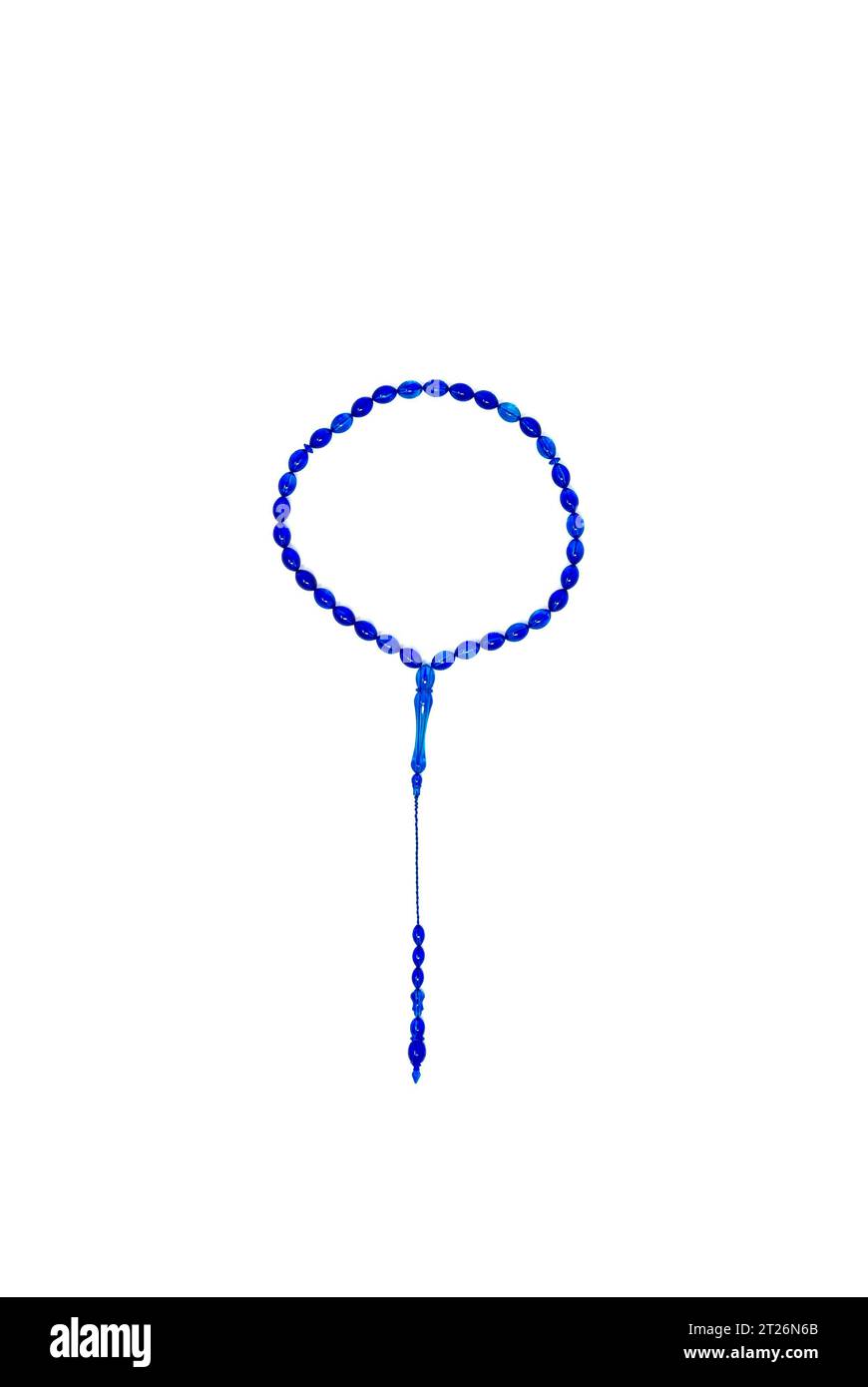 Bleu Tespih mit weißem Hintergrund. Stockfoto