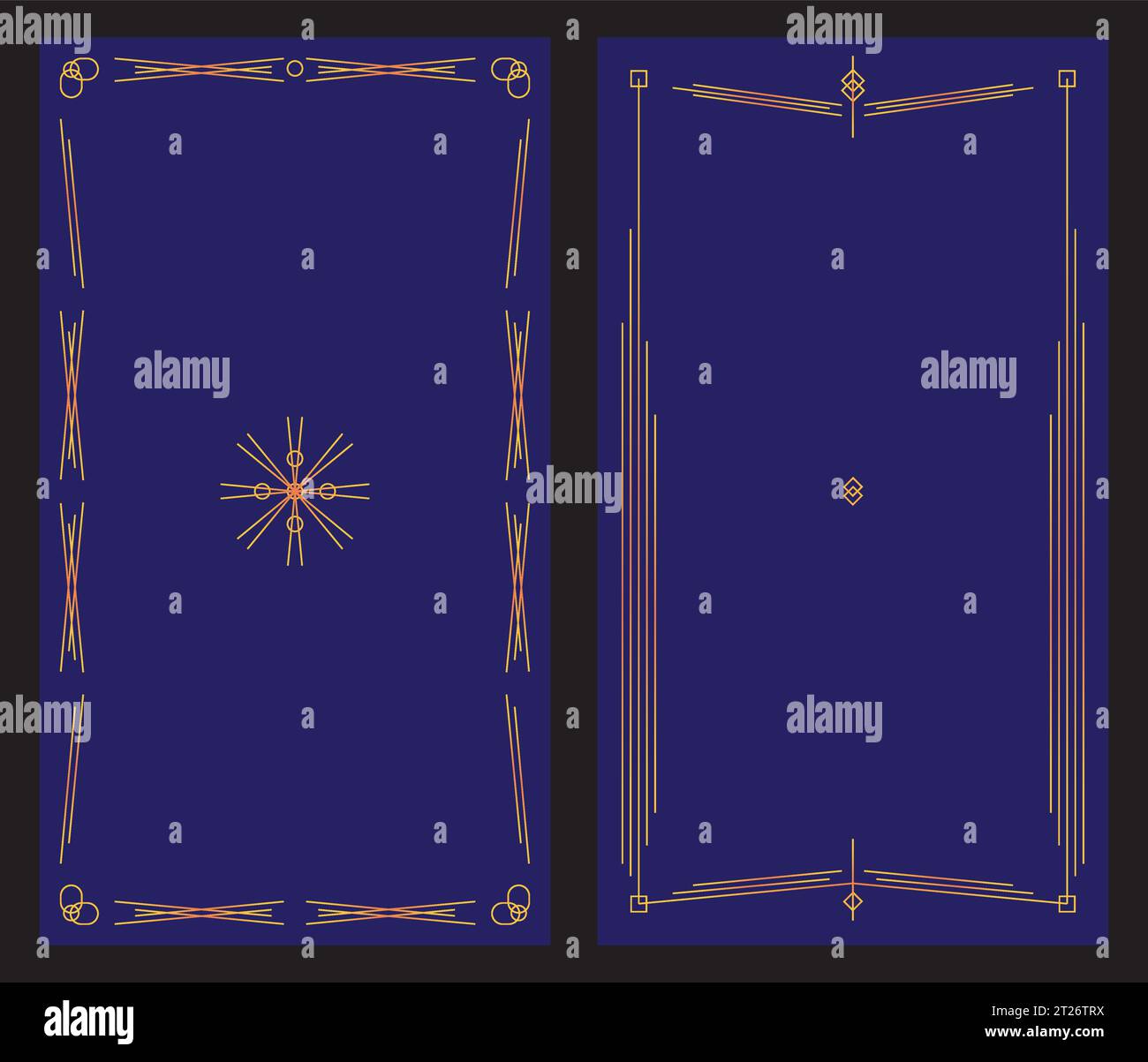 Art-Deco-Linie am Rand. Moderne goldene rahmen in arabisch, dekorative Linien und geometrischer goldener Etikettenrahmen. Viktorianisches altes, antikes, elegantes Hotel Stock Vektor