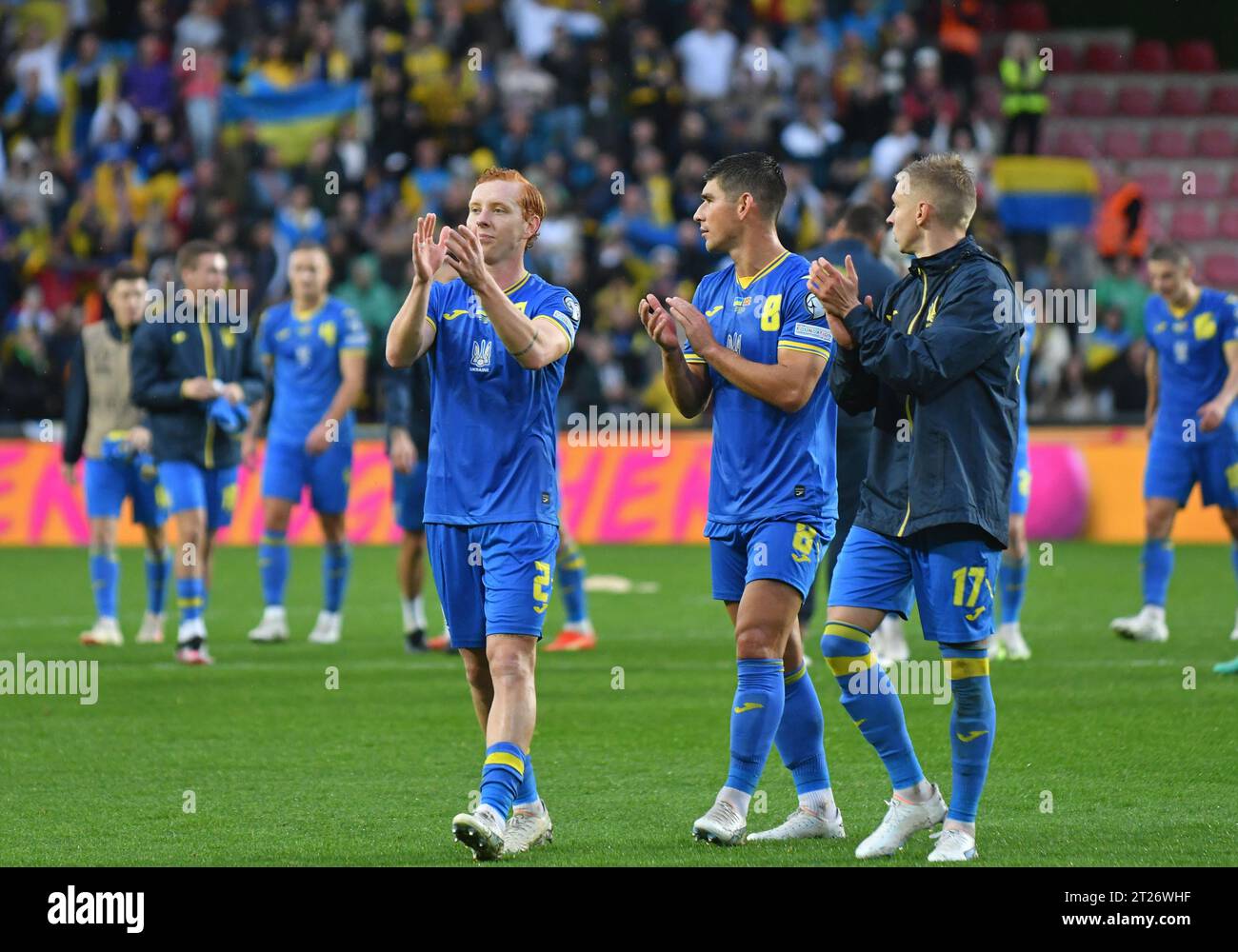 Prag, Tschechien - 14. Oktober 2023: Ukrainische Spieler Danken Den ...