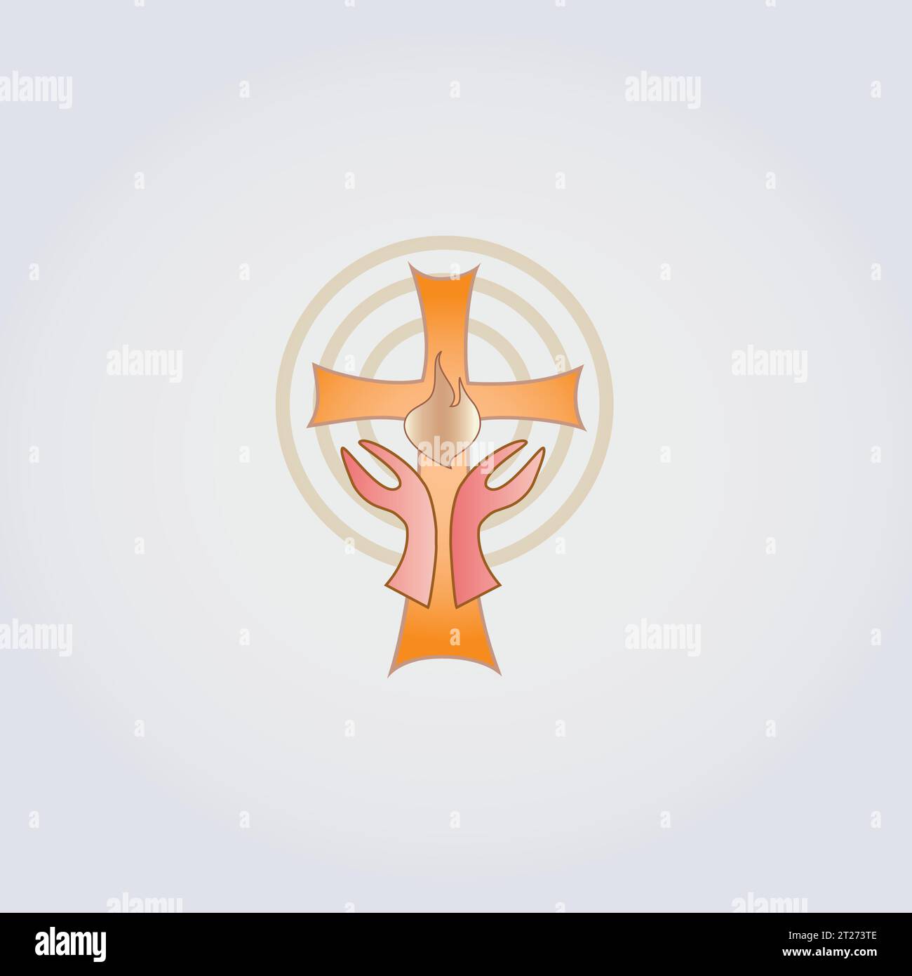 Spiritualität Symbole Meditation Hände Kreuz Engel Licht Logo Symbol Vektor Element Stock Vektor