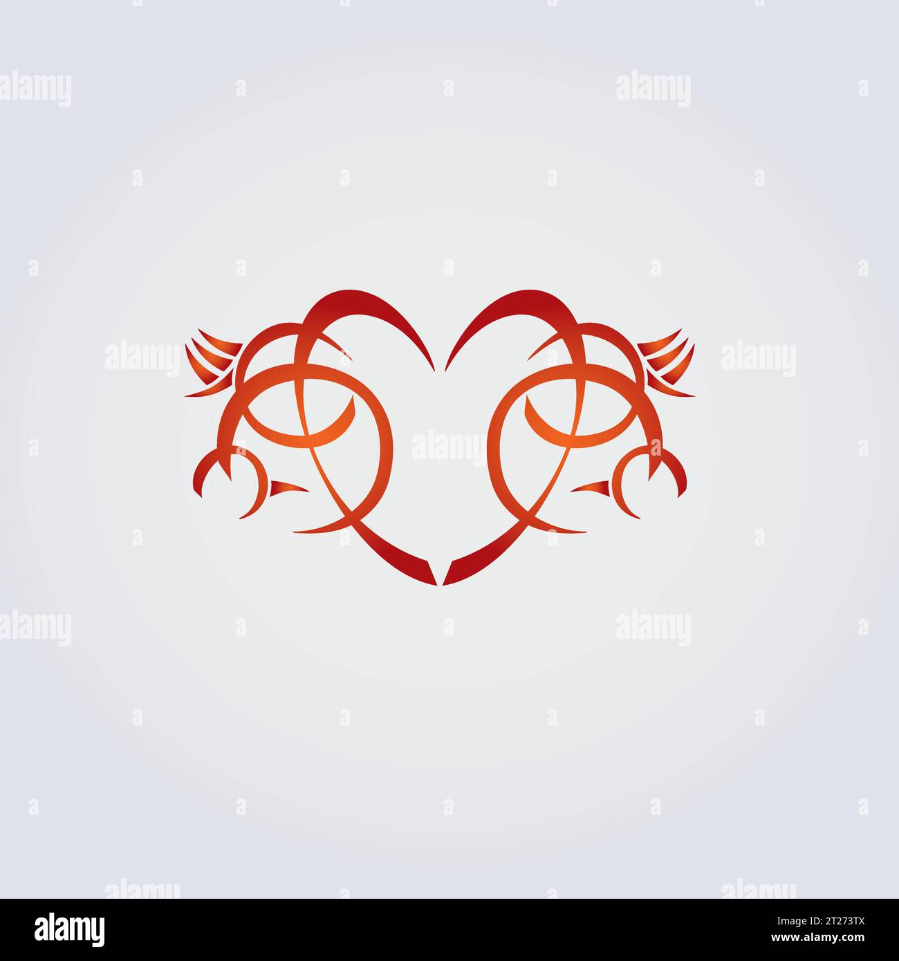 Red Heart Celtic Tattoo Tribal Pattern Gothic Isolated Arrow Fantasy Element Logo Stock Vektor