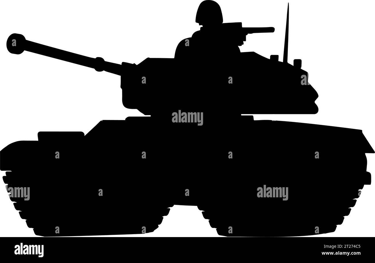 Silhouette des Armeepanzers. Vektorabbildung Stock Vektor