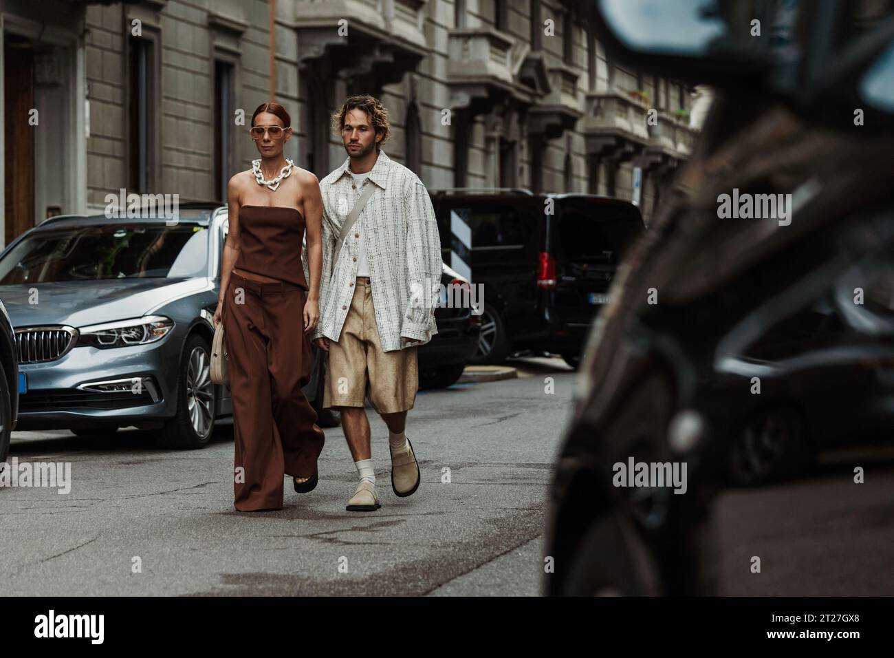 Alice Barbier außerhalb der MAX MARA Show während der Milan Fashion Week Damenbekleidung Frühjahr/Sommer 2024. Stockfoto