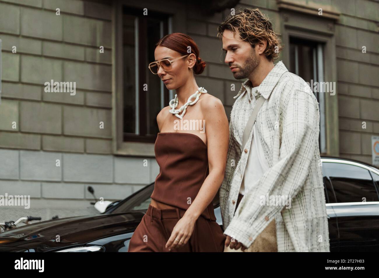 Alice Barbier außerhalb der MAX MARA Show während der Milan Fashion Week Damenbekleidung Frühjahr/Sommer 2024. Stockfoto