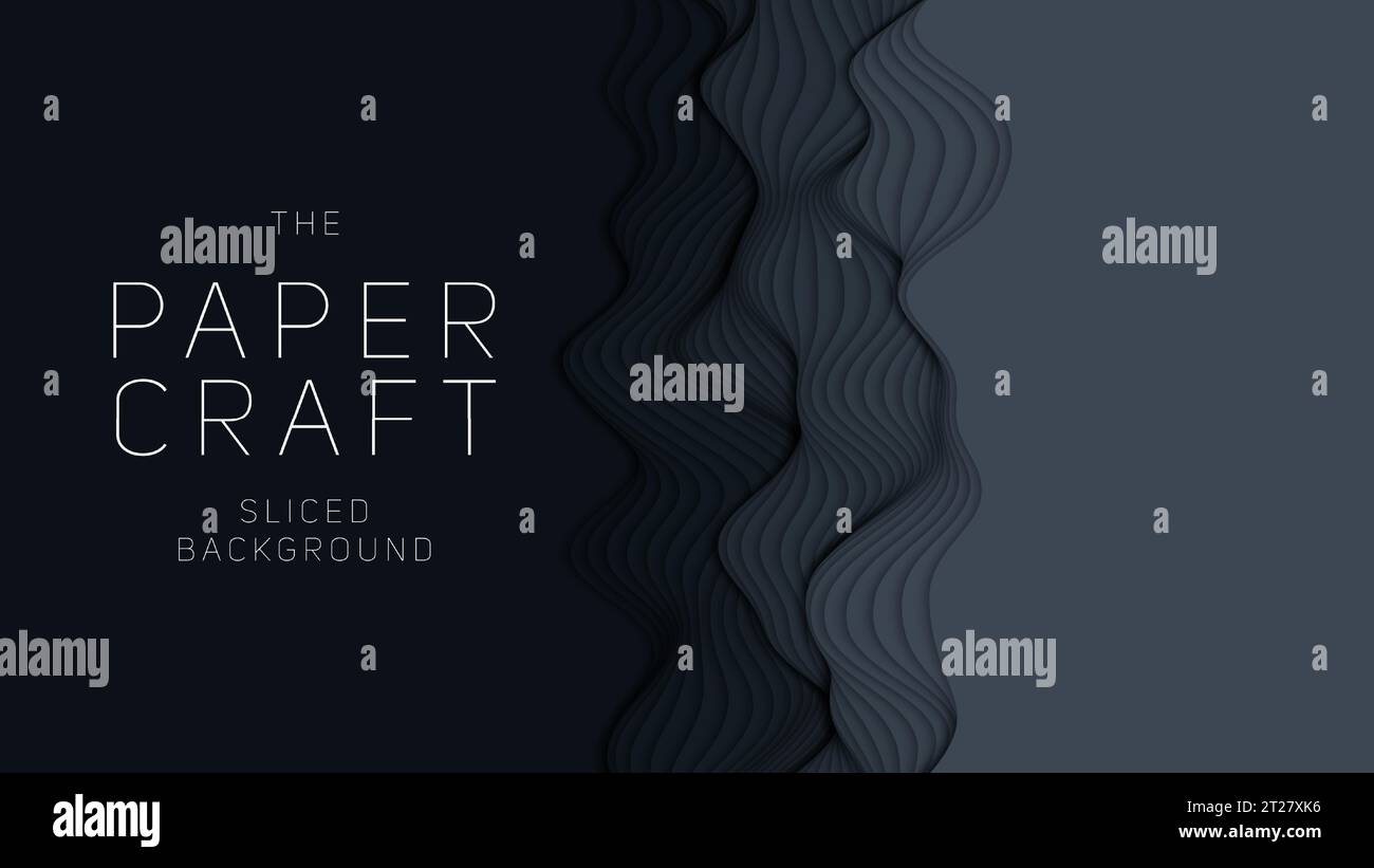 Dunkle Papierschichten. 3D abstrakter, gradient geschnittener Papierschnitt. Bunte Origami-Form Konzept Stock Vektor