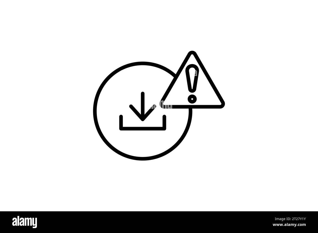 Symbol für Download-Fehler. Pfeil nach unten mit Ausrufezeichen. Symbol für Warnung, Benachrichtigung. Geeignet für App, Benutzeroberflächen, druckbare usw. Linie i Stock Vektor