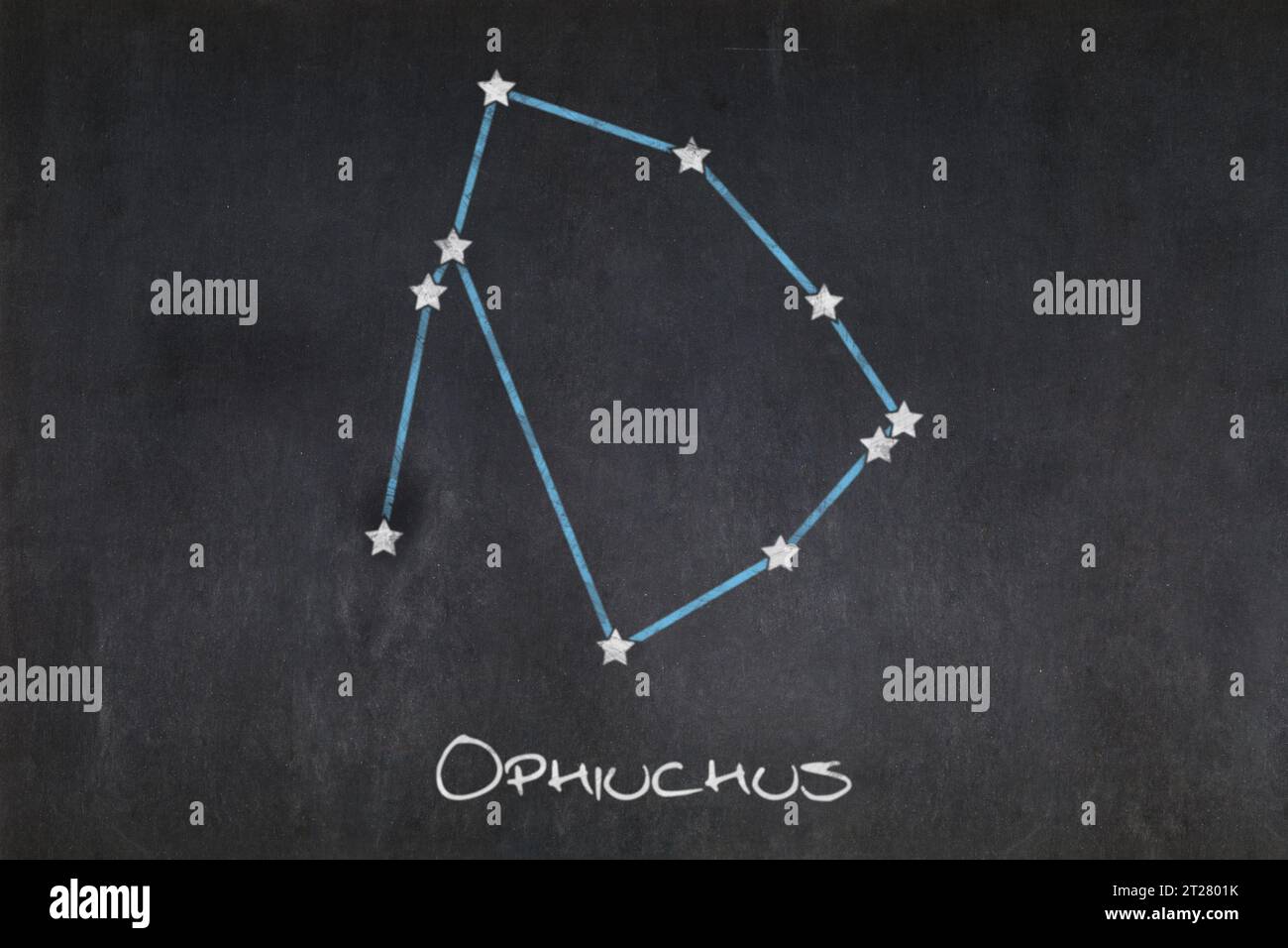 Tafel mit dem Ophiuchus-Sternbild in der Mitte. Stockfoto